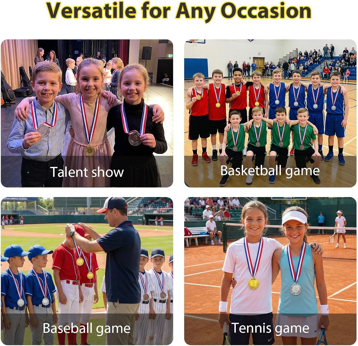 image:imageShindel 12PCS Winner Award Medals 1st 2nd 3rd Gold Silver Bronze Metal Medals for Sports Competitions Party Spelling Bees Olympic Style 2 Inches