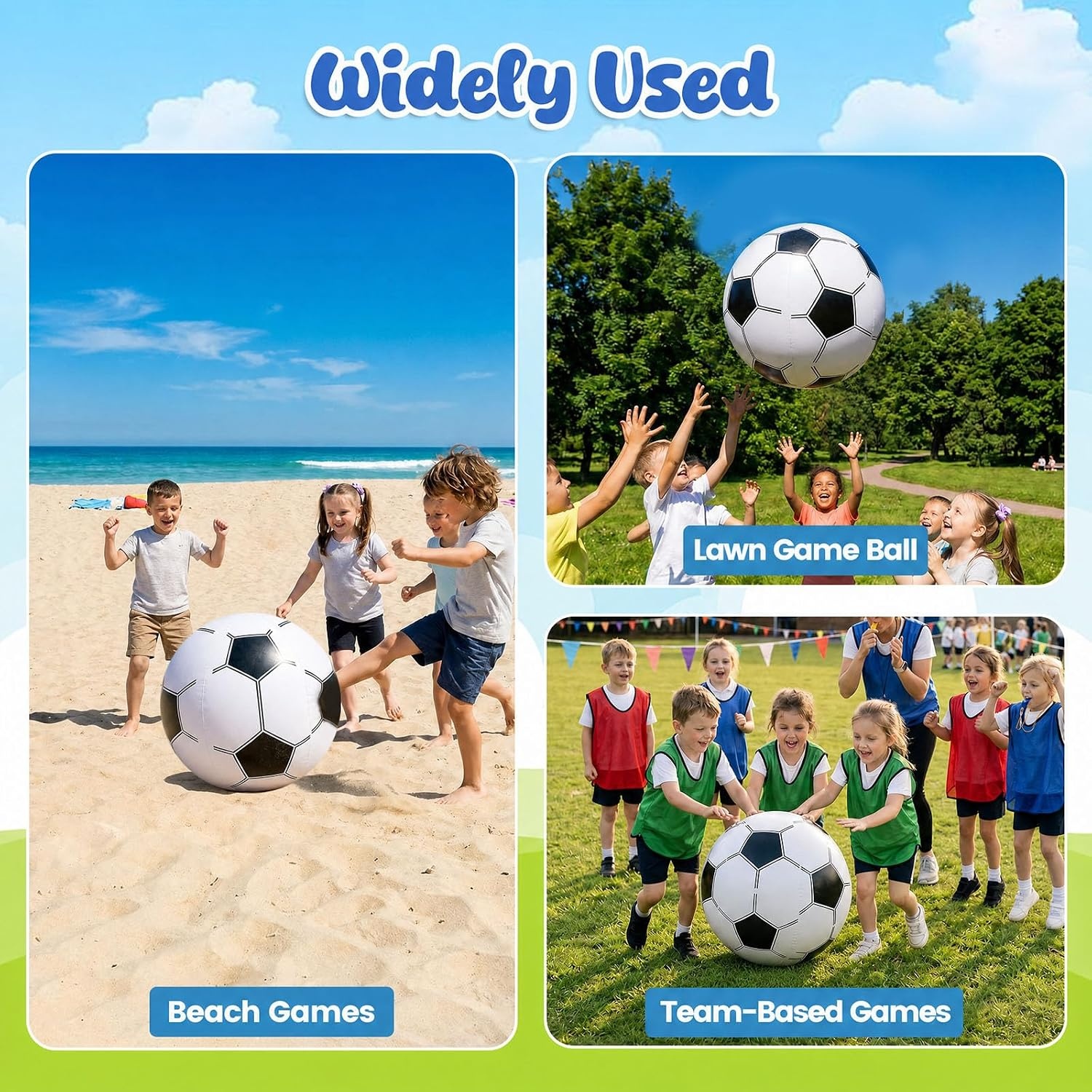 image:imageShindel 27Inch Giant Inflatable Soccer Ball Soccer Themed Party Decor amp Beach Pool Games HeavyDuty Without BPA Vinyl Ball for Outdoor Sports Backyard Lake amp Birthday ActivitiesPool Soccer Toy