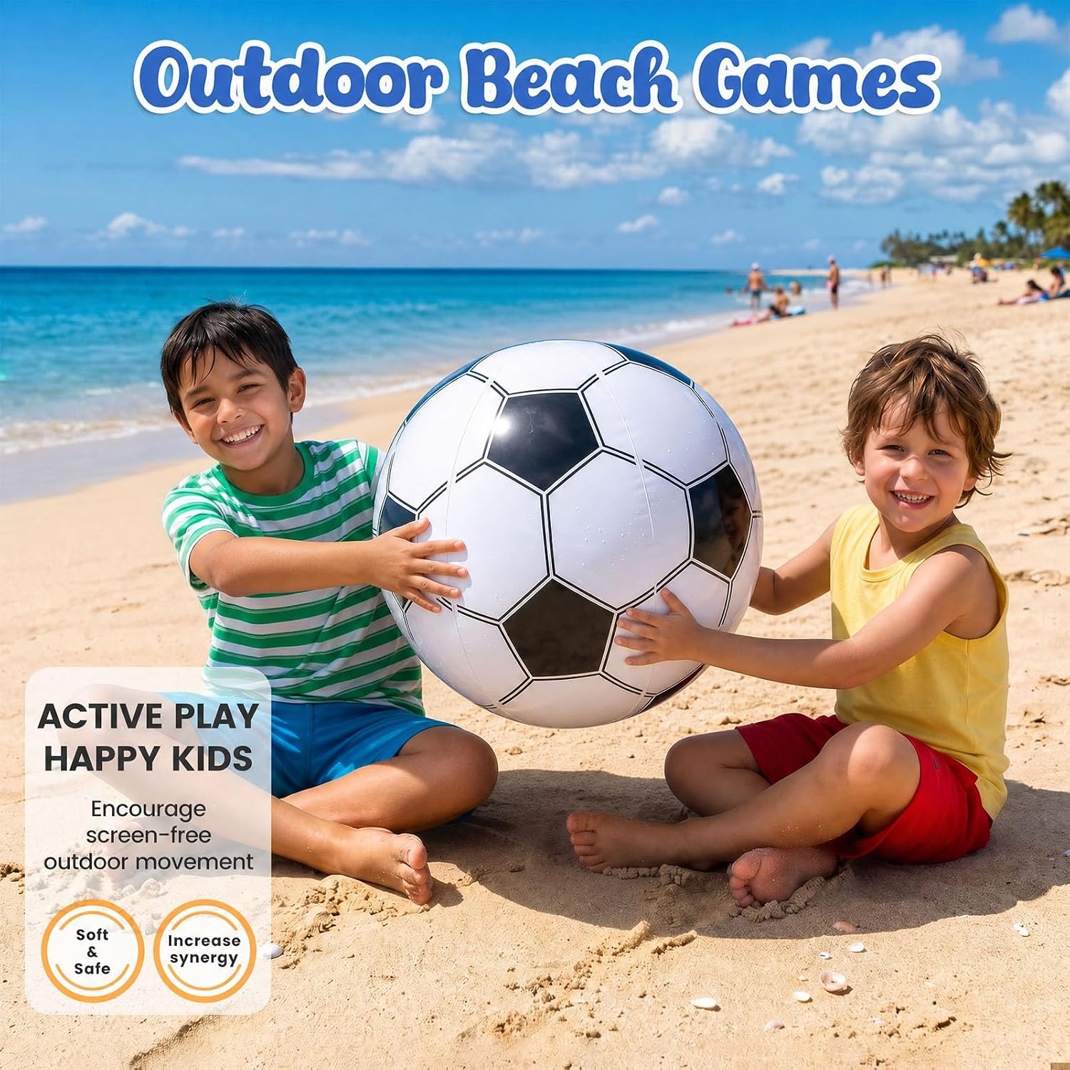 image:imageShindel 27Inch Giant Inflatable Soccer Ball Soccer Themed Party Decor amp Beach Pool Games HeavyDuty Without BPA Vinyl Ball for Outdoor Sports Backyard Lake amp Birthday ActivitiesPool Soccer Toy