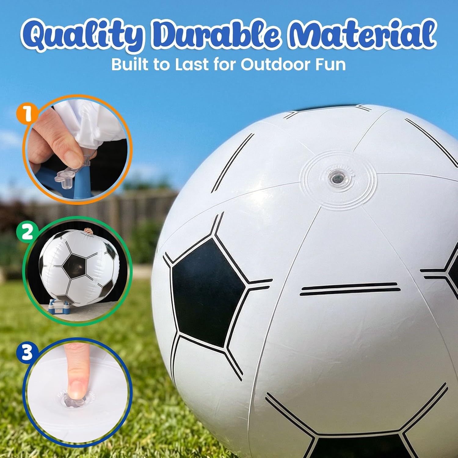 image:imageShindel 27Inch Giant Inflatable Soccer Ball Soccer Themed Party Decor amp Beach Pool Games HeavyDuty Without BPA Vinyl Ball for Outdoor Sports Backyard Lake amp Birthday ActivitiesPool Soccer Toy