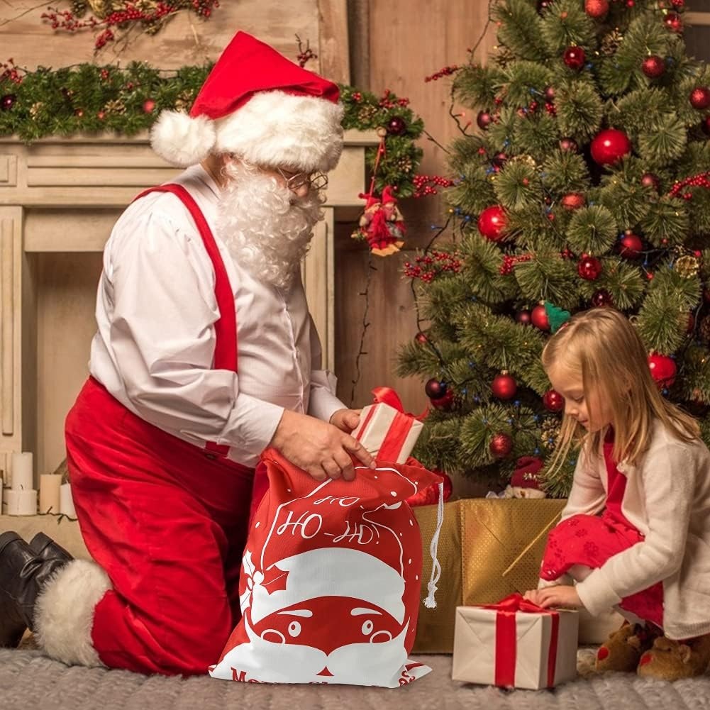 image:imageShindel 2PCS Christmas Santa Sack Christmas Canvas Gift Bag with Drawstring Santa Sack Canvas Bag 20x159 inches