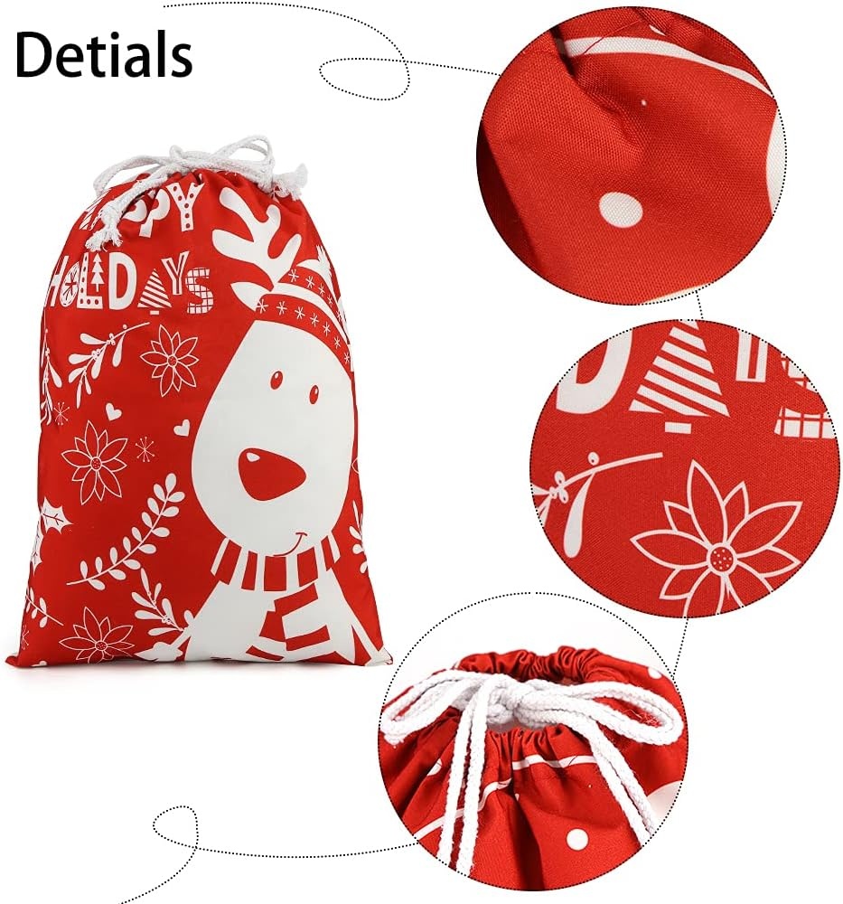 image:imageShindel 2PCS Christmas Santa Sack Christmas Canvas Gift Bag with Drawstring Santa Sack Canvas Bag 20x159 inches
