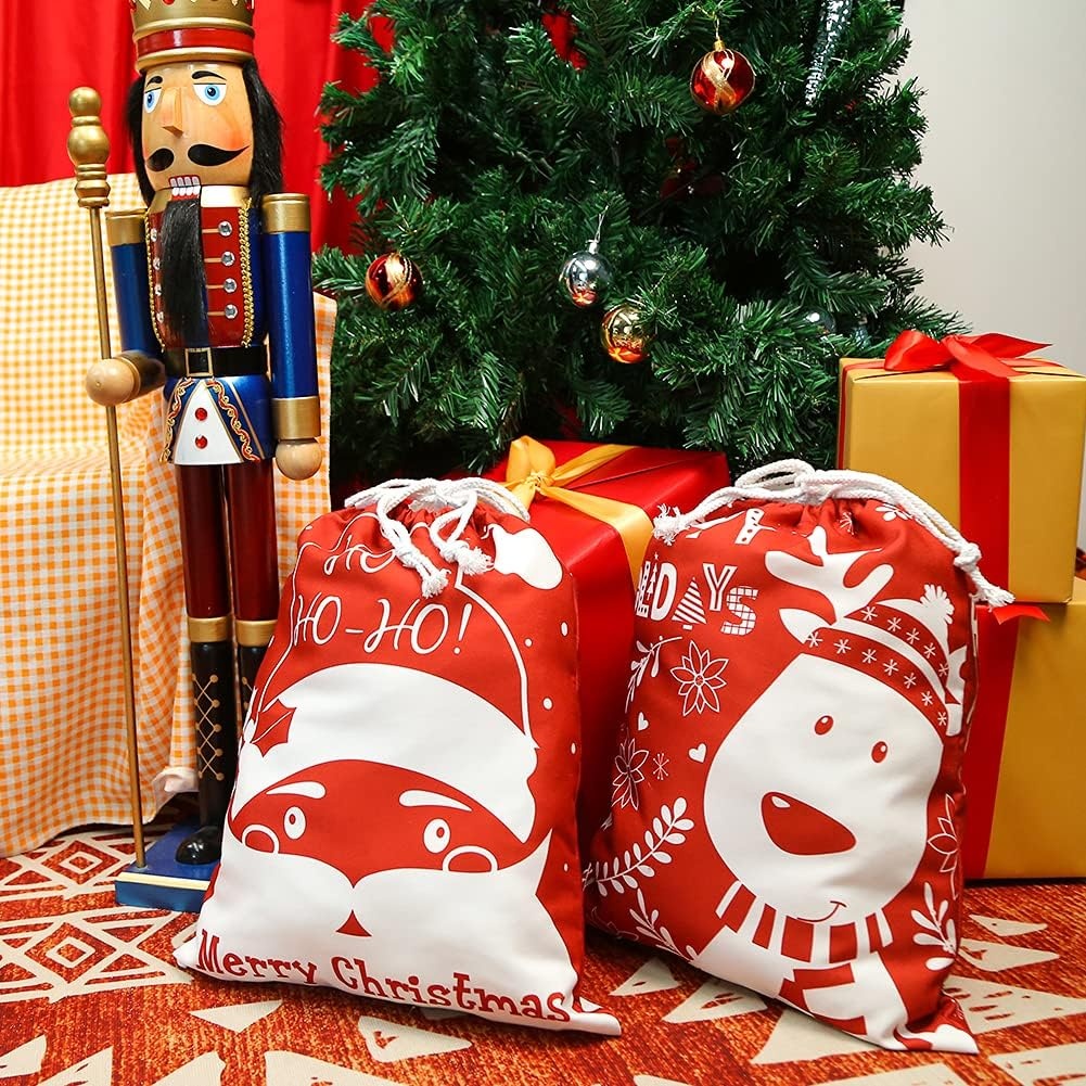 image:imageShindel 2PCS Christmas Santa Sack Christmas Canvas Gift Bag with Drawstring Santa Sack Canvas Bag 20x159 inches