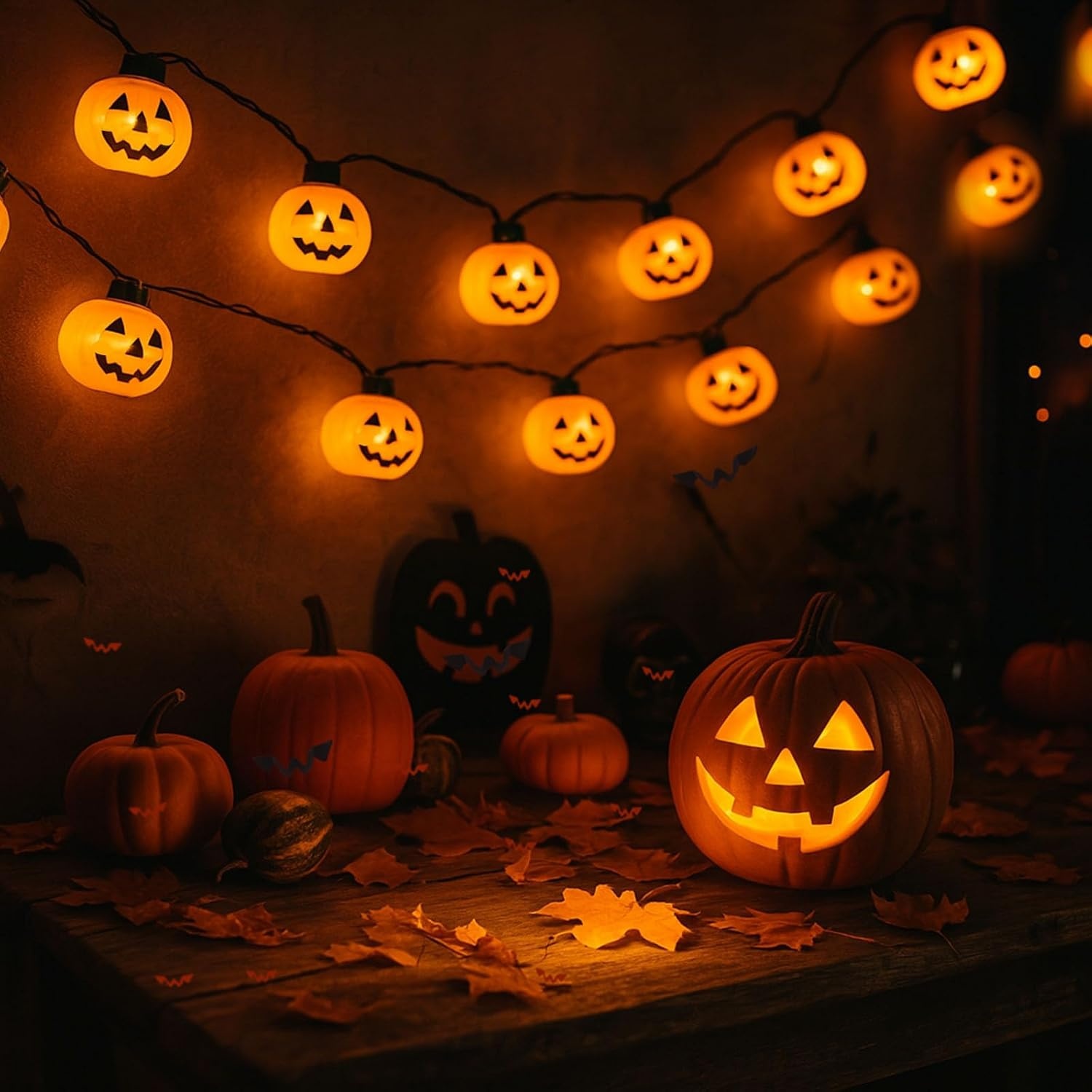 image:imageShindel 2PCS Pumpkin Light Up Necklaces Halloween Lightup Necklace Flashing Costume Supplies for Halloween Party Favors Trick or Treat
