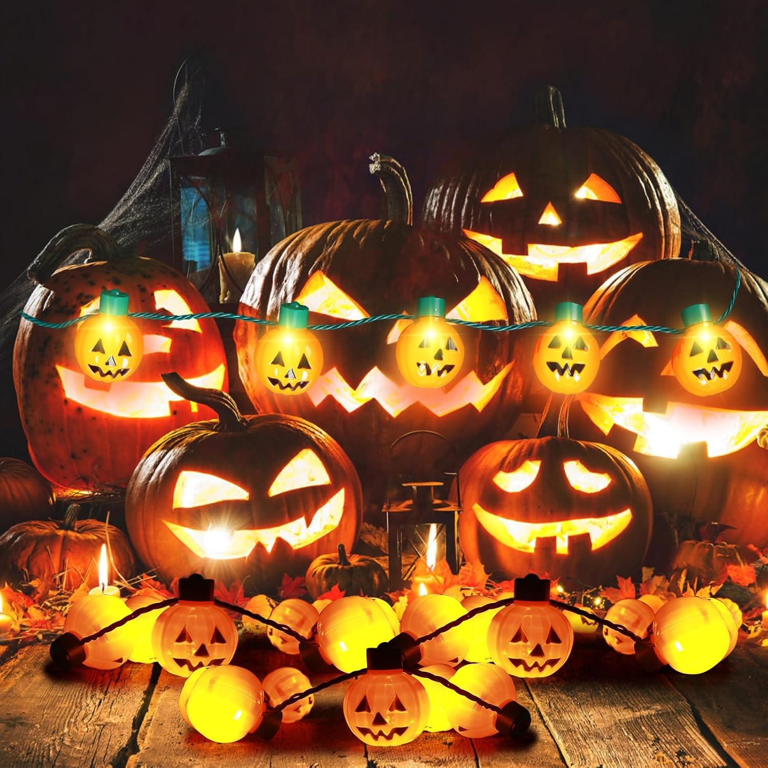image:imageShindel 2PCS Pumpkin Light Up Necklaces Halloween Lightup Necklace Flashing Costume Supplies for Halloween Party Favors Trick or Treat