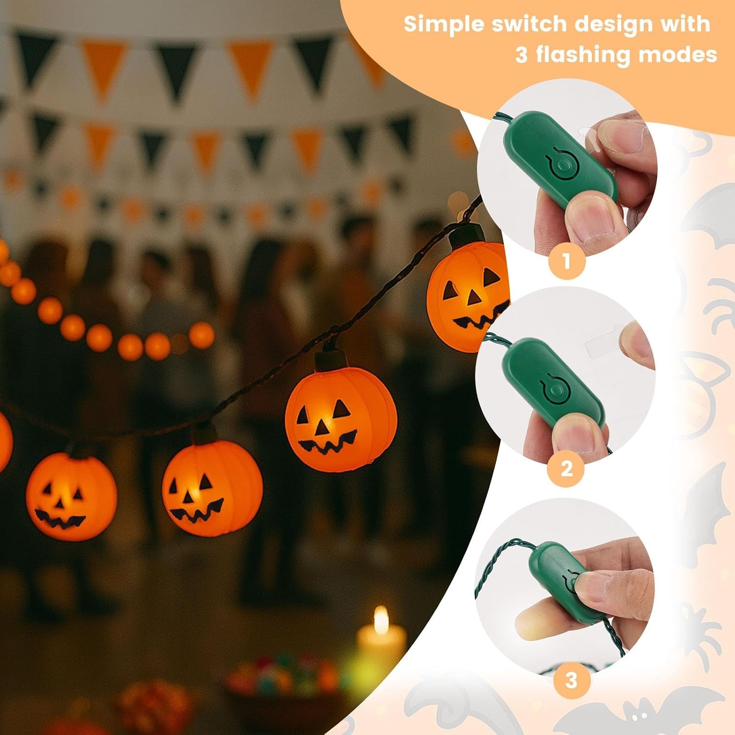 image:imageShindel 2PCS Pumpkin Light Up Necklaces Halloween Lightup Necklace Flashing Costume Supplies for Halloween Party Favors Trick or Treat
