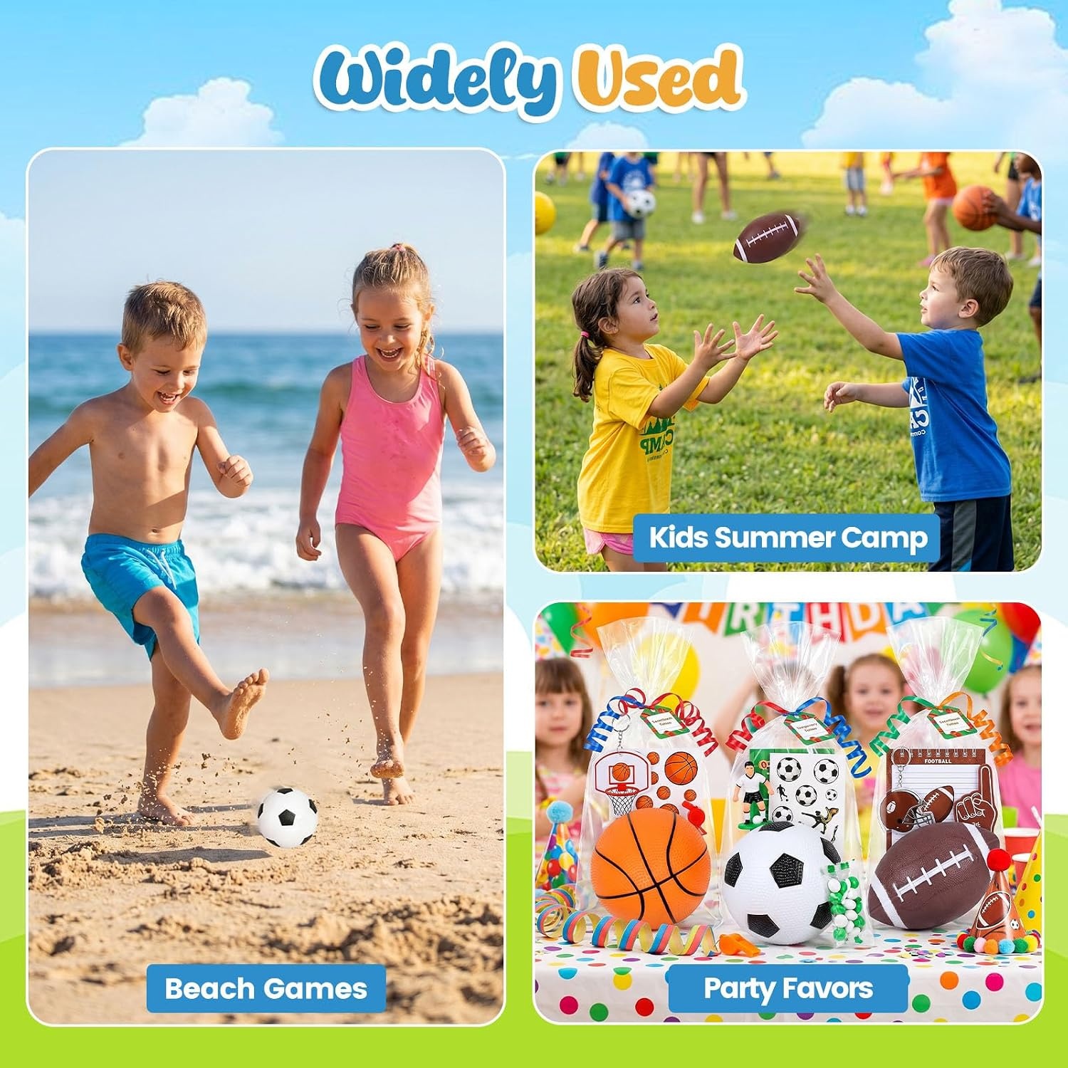 image:imageShindel 3Pack Sports Balls 5Inch Soccer Ball Basketball amp 7 Inches Footballs for Toddlers 13 Adults Party Favors for Kids Classroom Prize Valentine Exchange Gifts with Air Pump