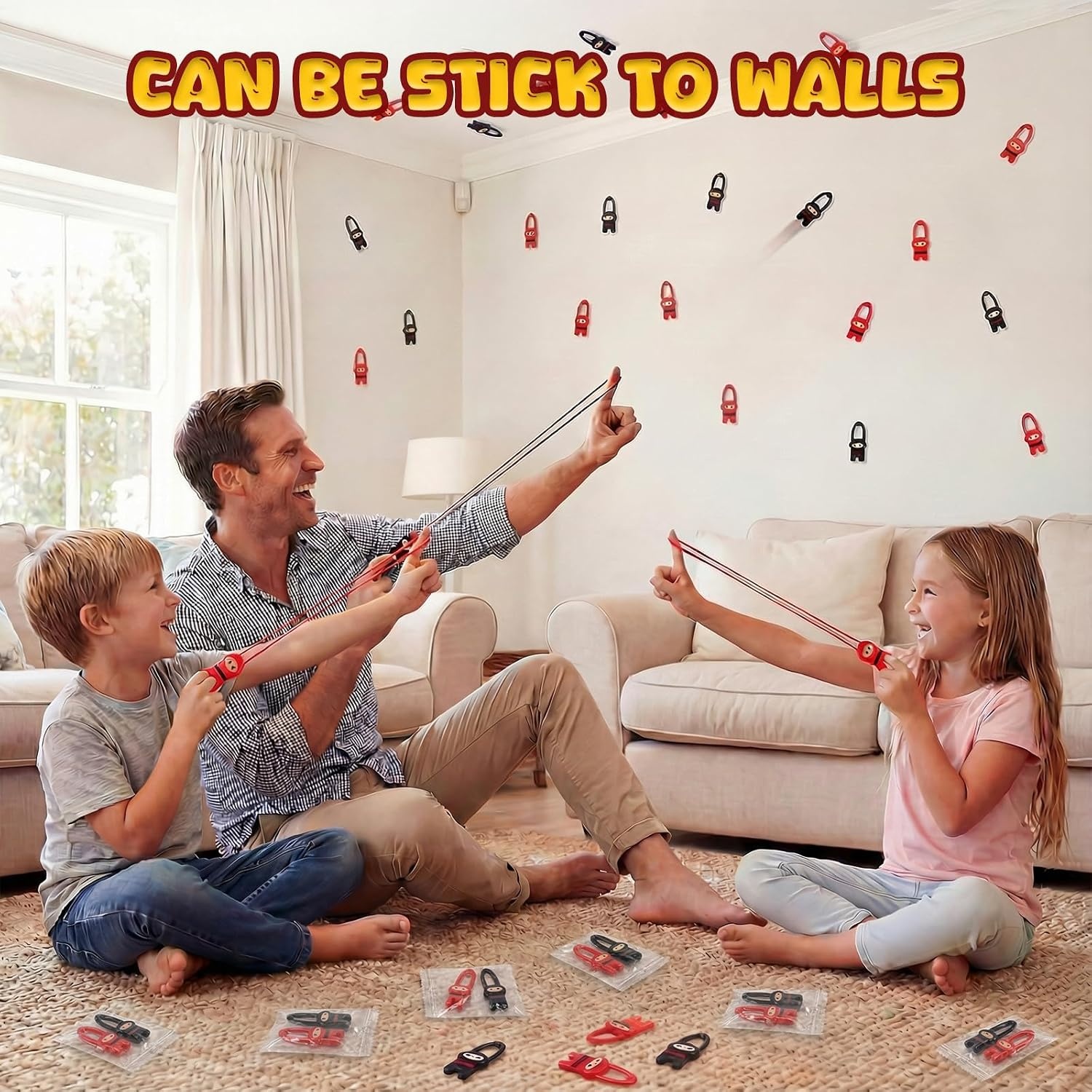 image:imageShindel 40 PCS Slingshot Finger Flying Sticky Ninjas toys for Party Favors27 Inches