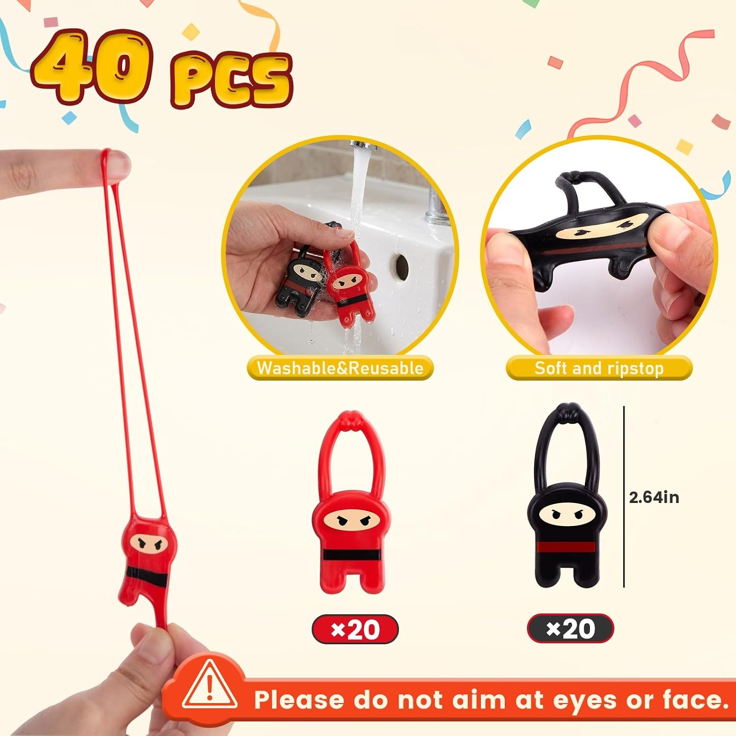 image:imageShindel 40 PCS Slingshot Finger Flying Sticky Ninjas toys for Party Favors27 Inches