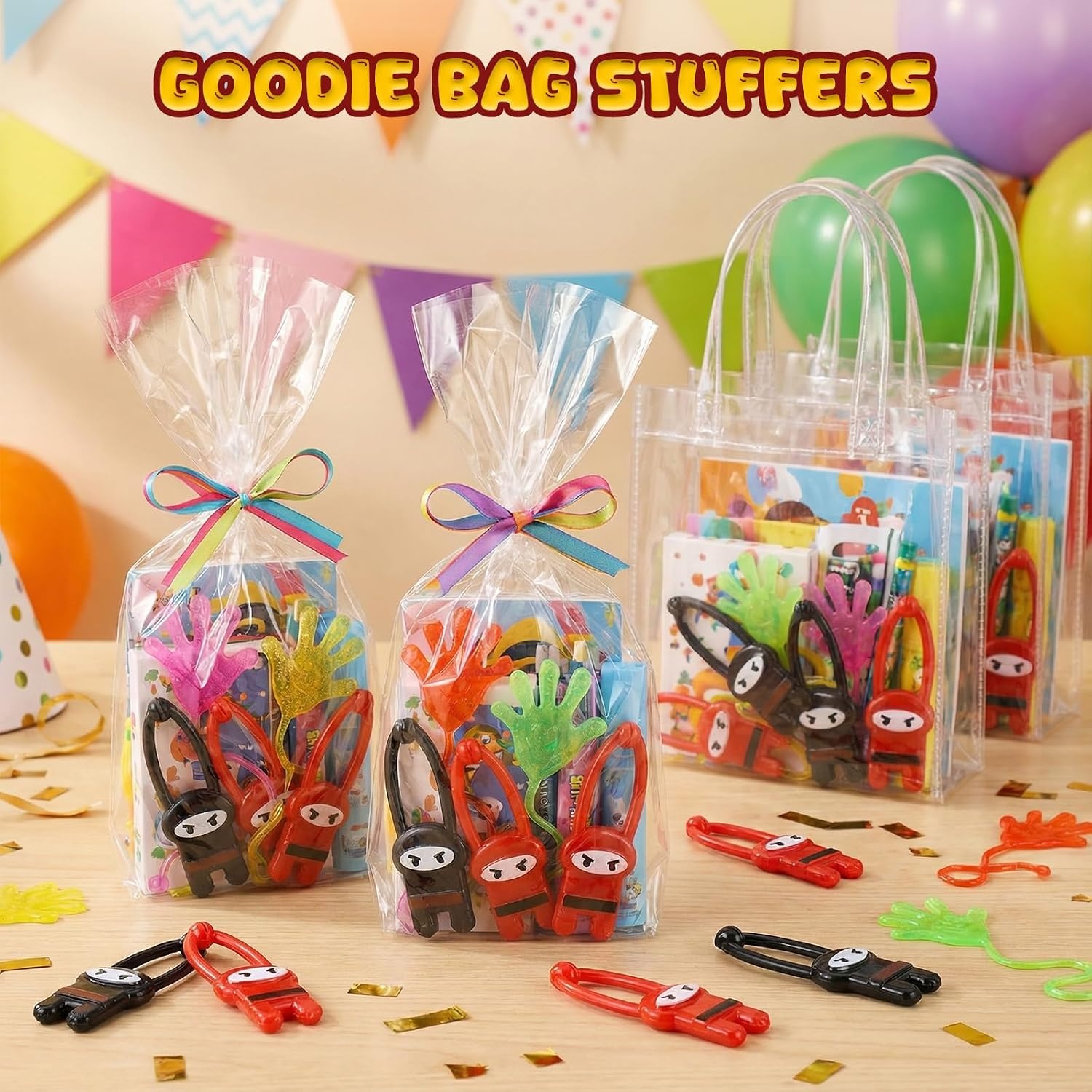 image:imageShindel 40 PCS Slingshot Finger Flying Sticky Ninjas toys for Party Favors32 Inches