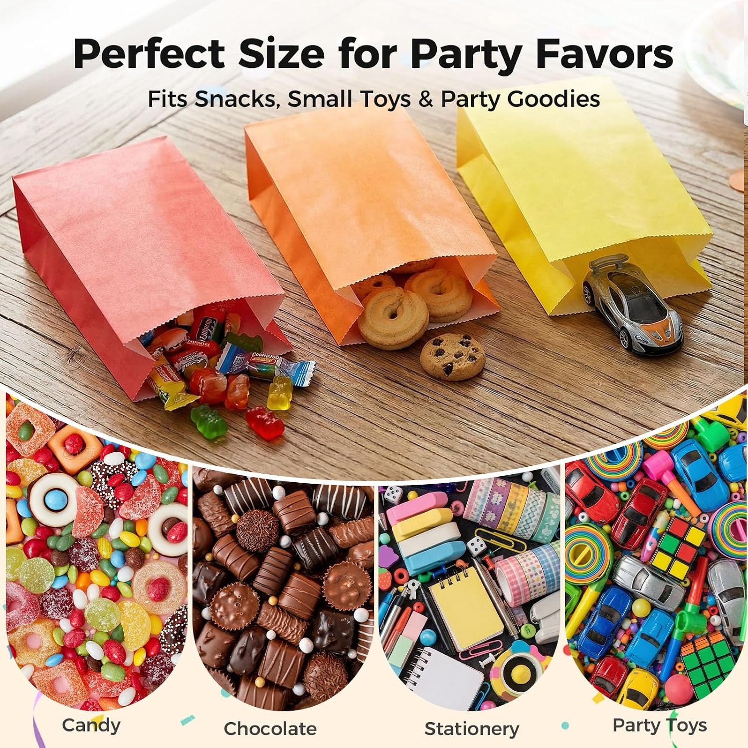 image:imageShindel 48 Pac Colorful Goodie Bags with Stickers paper lunch bags