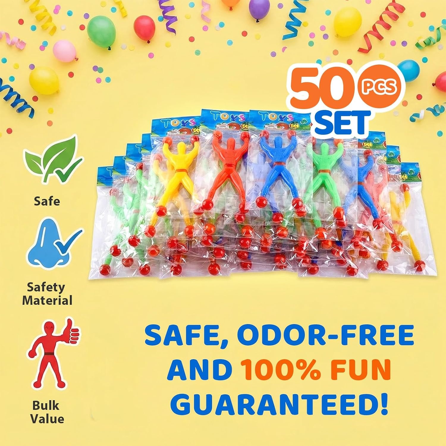 image:imageShindel 50 PCS Stretchy Wall Climbers Sticky Toys for Kids Party Favors