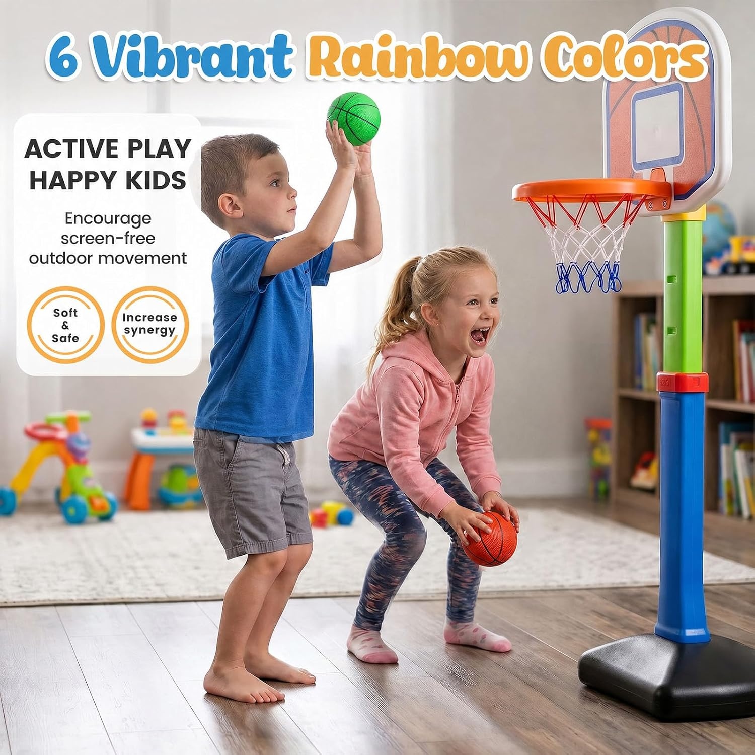 image:imageShindel 6 PCS Mini Basketballs with Pump 5 Inch OrangeMultiColor