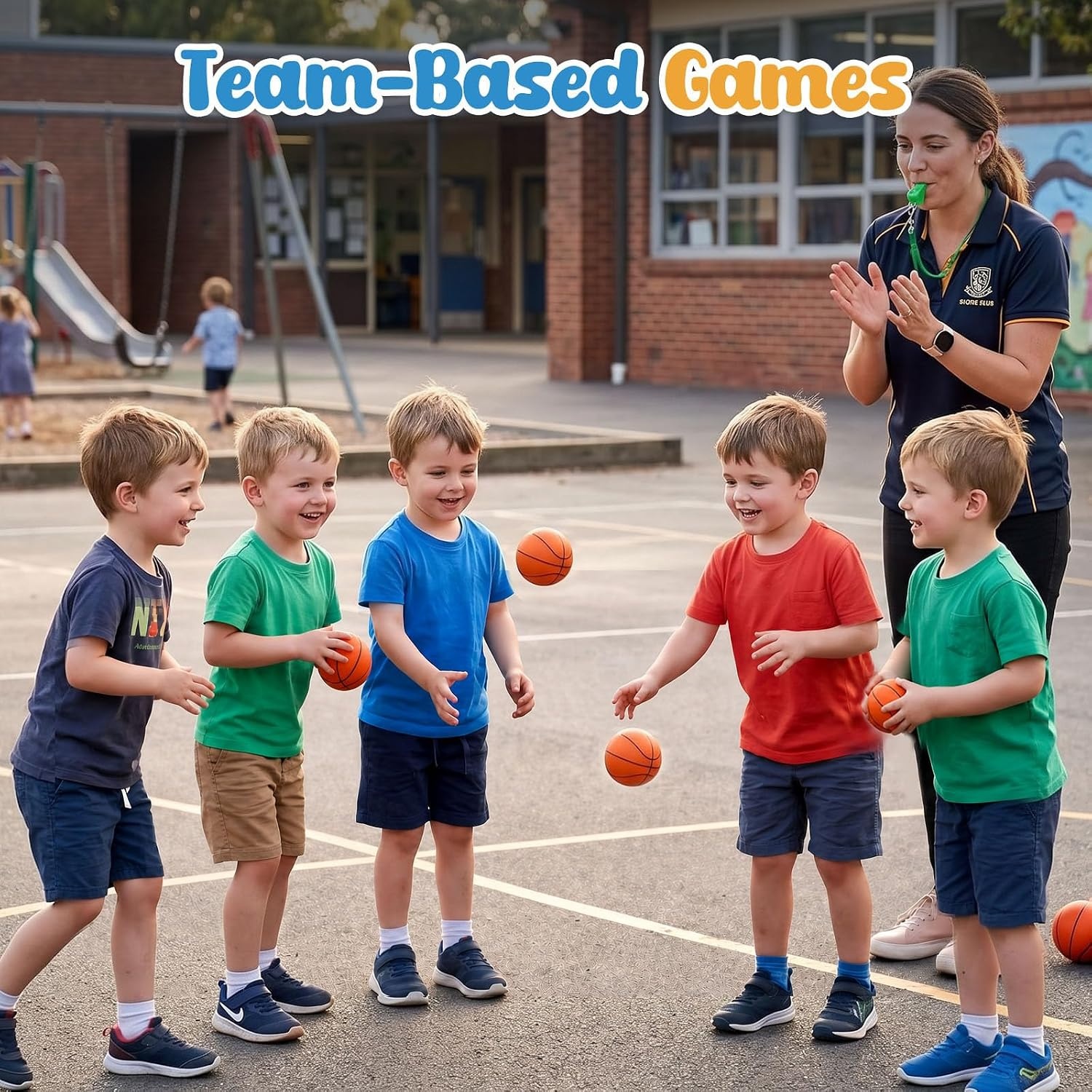 image:imageShindel 6 PCS Mini Basketballs with Pump 5 Inch OrangeOrange
