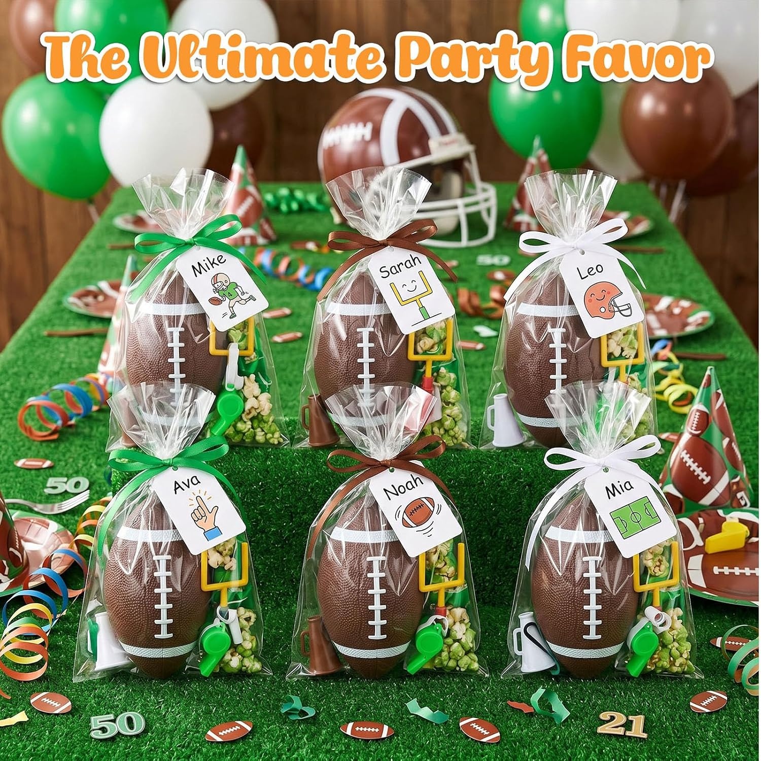 image:imageShindel 6 PCS Mini Inflatable Football with Pump 63 Inch BrownBrown