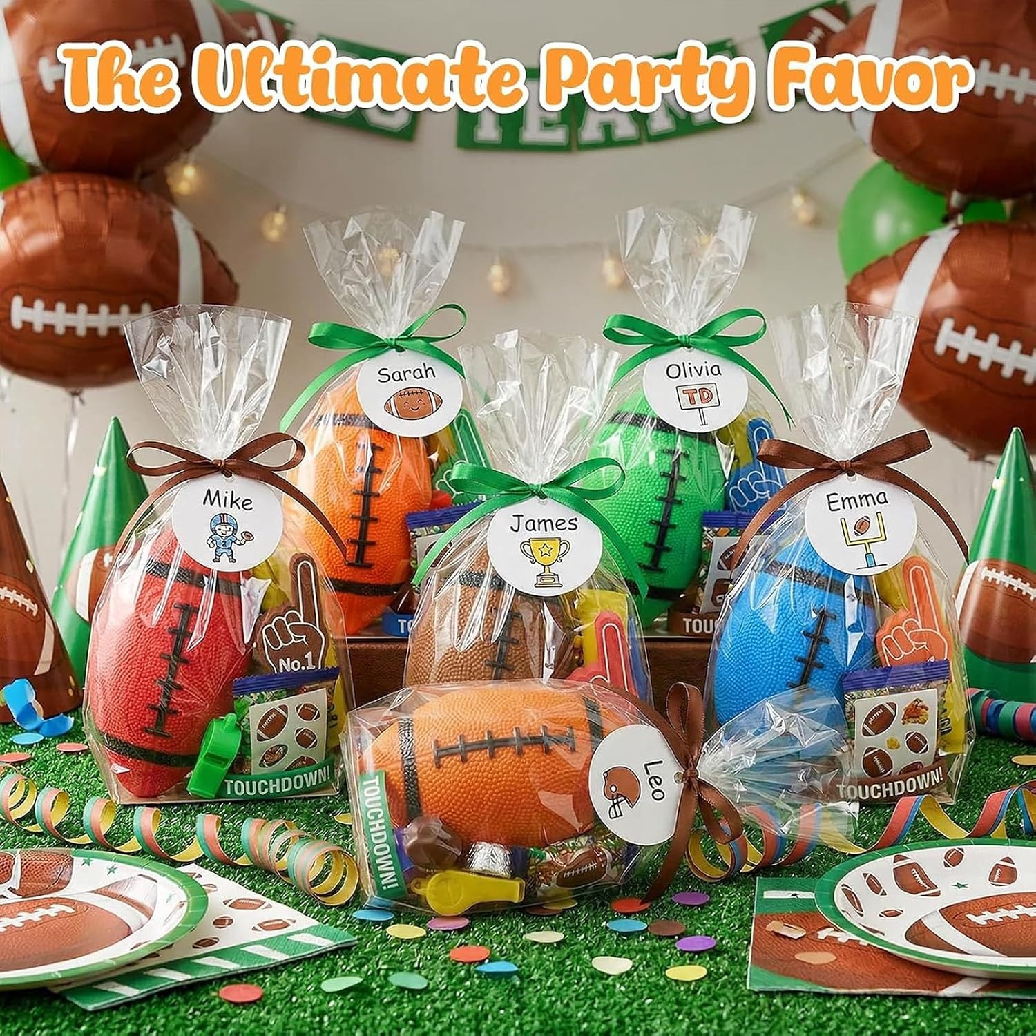 image:imageShindel 6 PCS Mini Inflatable Football with Pump 63 Inch BrownMulticolor
