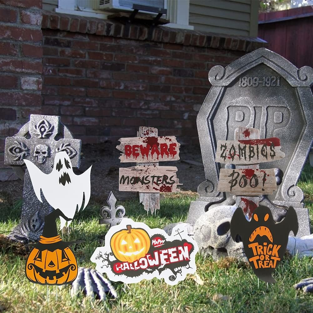 image:imageShindel 6PCS Halloween Yard Signs Outdoor Halloween Decorations Lawn Signs Yard Decor for Haunted House Scary Theme Party