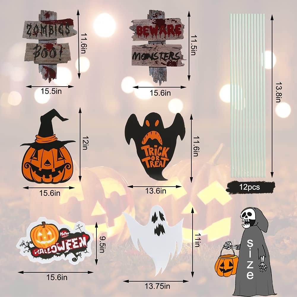 image:imageShindel 6PCS Halloween Yard Signs Outdoor Halloween Decorations Lawn Signs Yard Decor for Haunted House Scary Theme Party