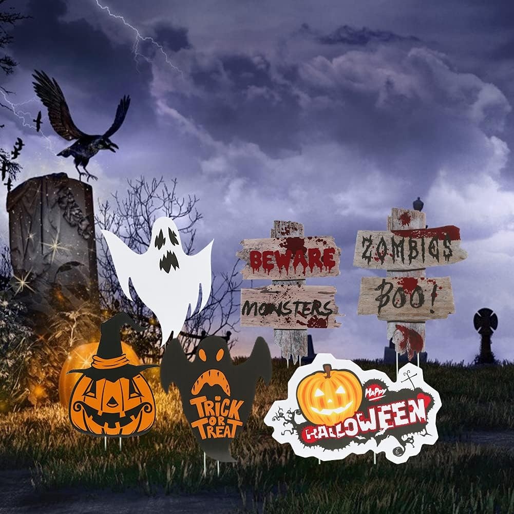 image:imageShindel 6PCS Halloween Yard Signs Outdoor Halloween Decorations Lawn Signs Yard Decor for Haunted House Scary Theme Party