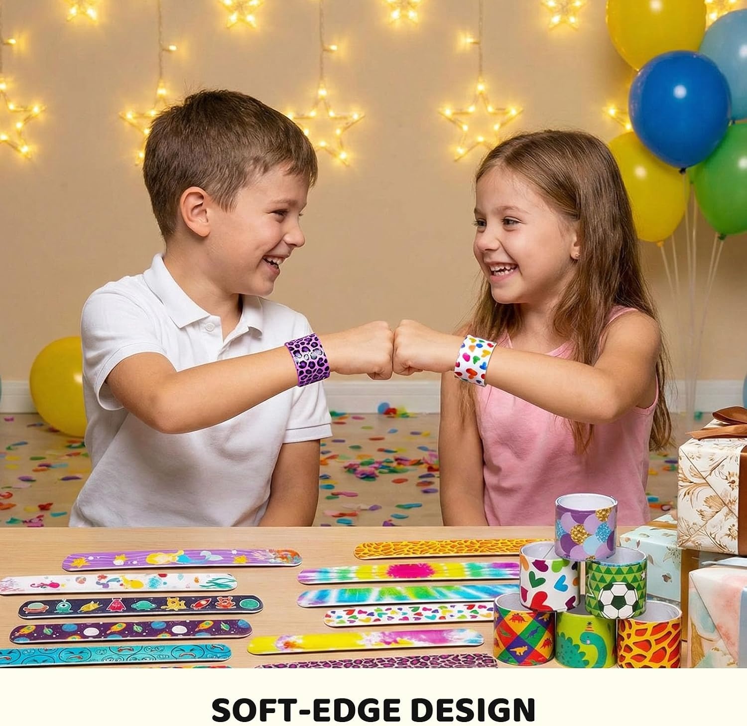 image:imageShindel 96 PCS Slap Bracelets Bulk for Kids 48 Styles Snap BraceletsBulk Slap Bracelets