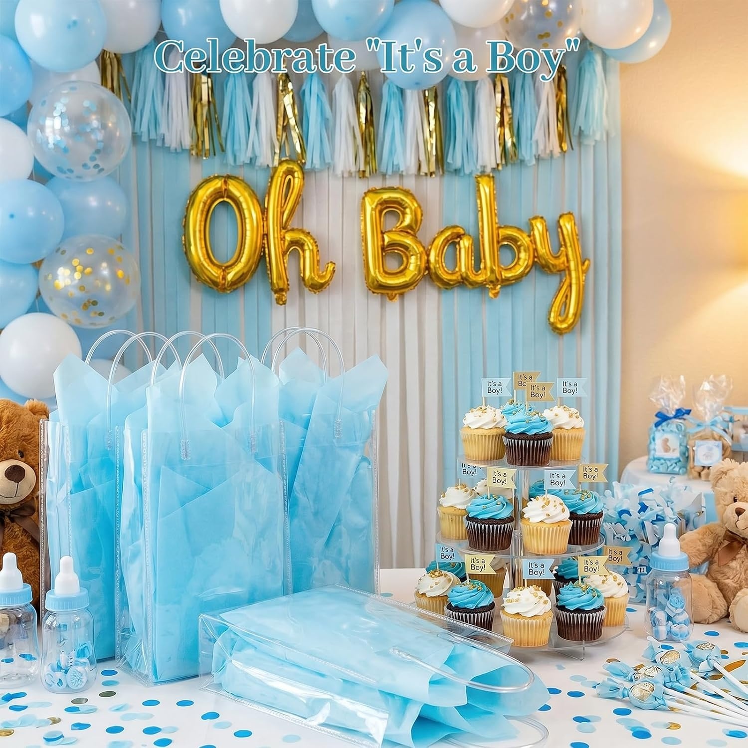 image:imageShindel Light Blue Tissue Paper 120 Sheets 20 X 14 inch for Gift BagsBlue