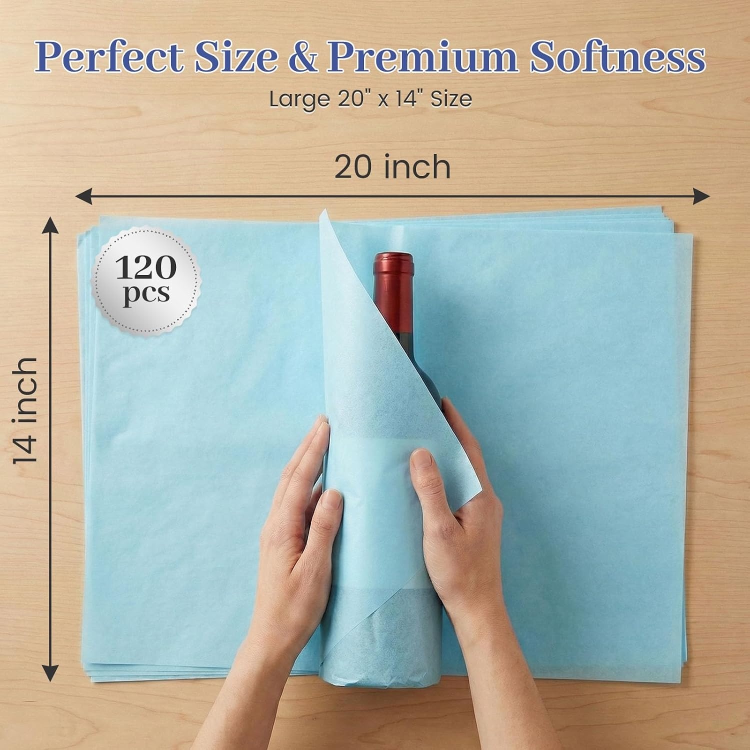 image:imageShindel Light Blue Tissue Paper 120 Sheets 20 X 14 inch for Gift BagsMulticolor