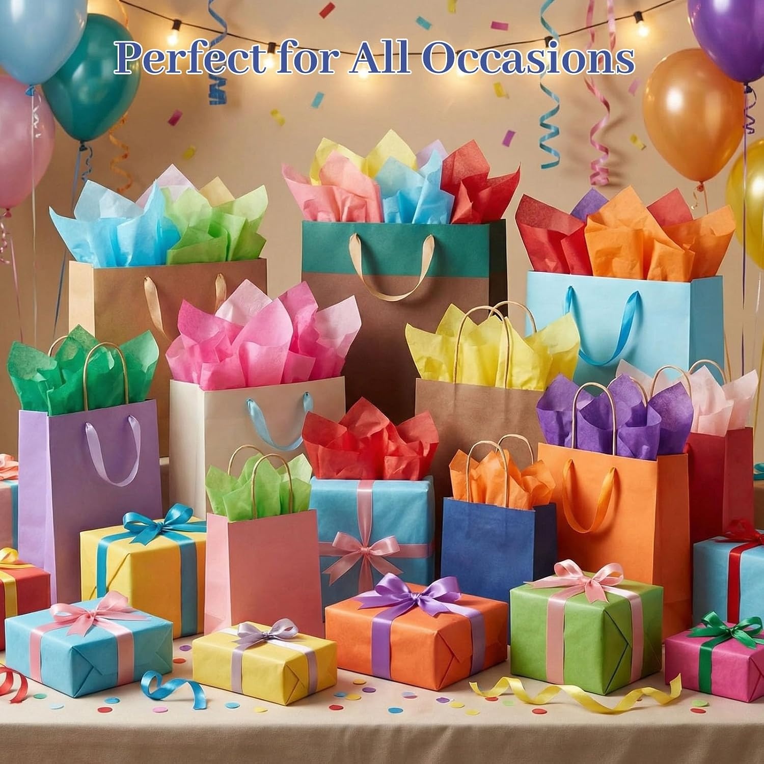 image:imageShindel Light Blue Tissue Paper 120 Sheets 20 X 14 inch for Gift BagsMulticolor