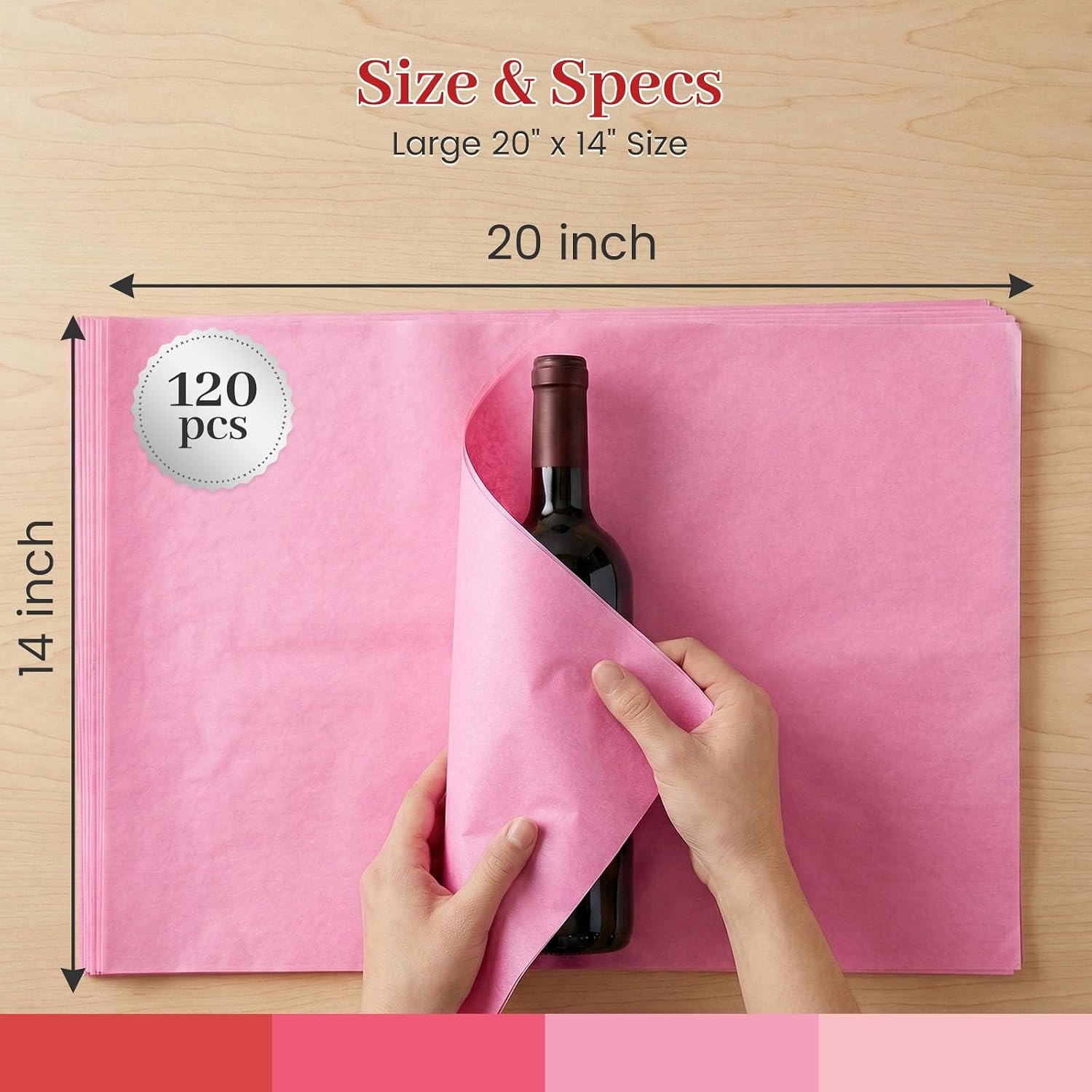 image:imageShindel Light Blue Tissue Paper 120 Sheets 20 X 14 inch for Gift BagsMulticolorPink
