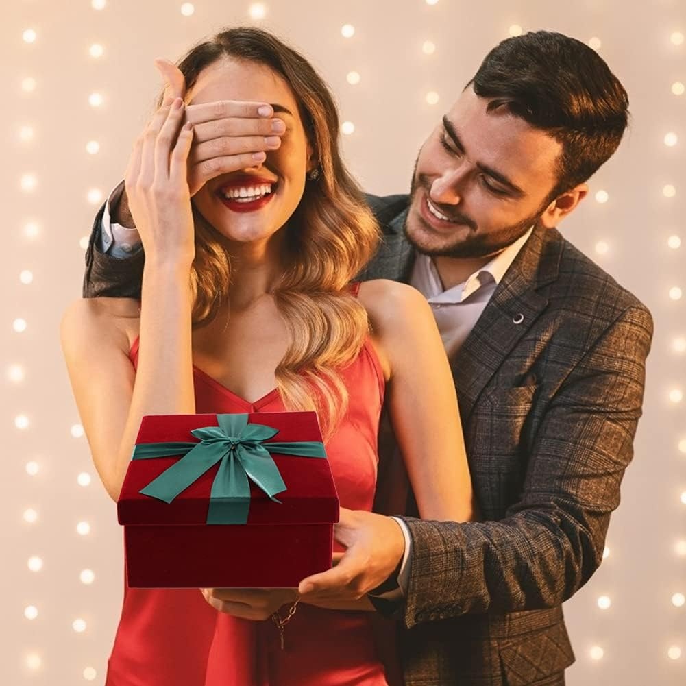 image:imageShindel Luxurious Gift Box Velvet Square Gift Box Red 85x85x45in for Christmas amp Birthday