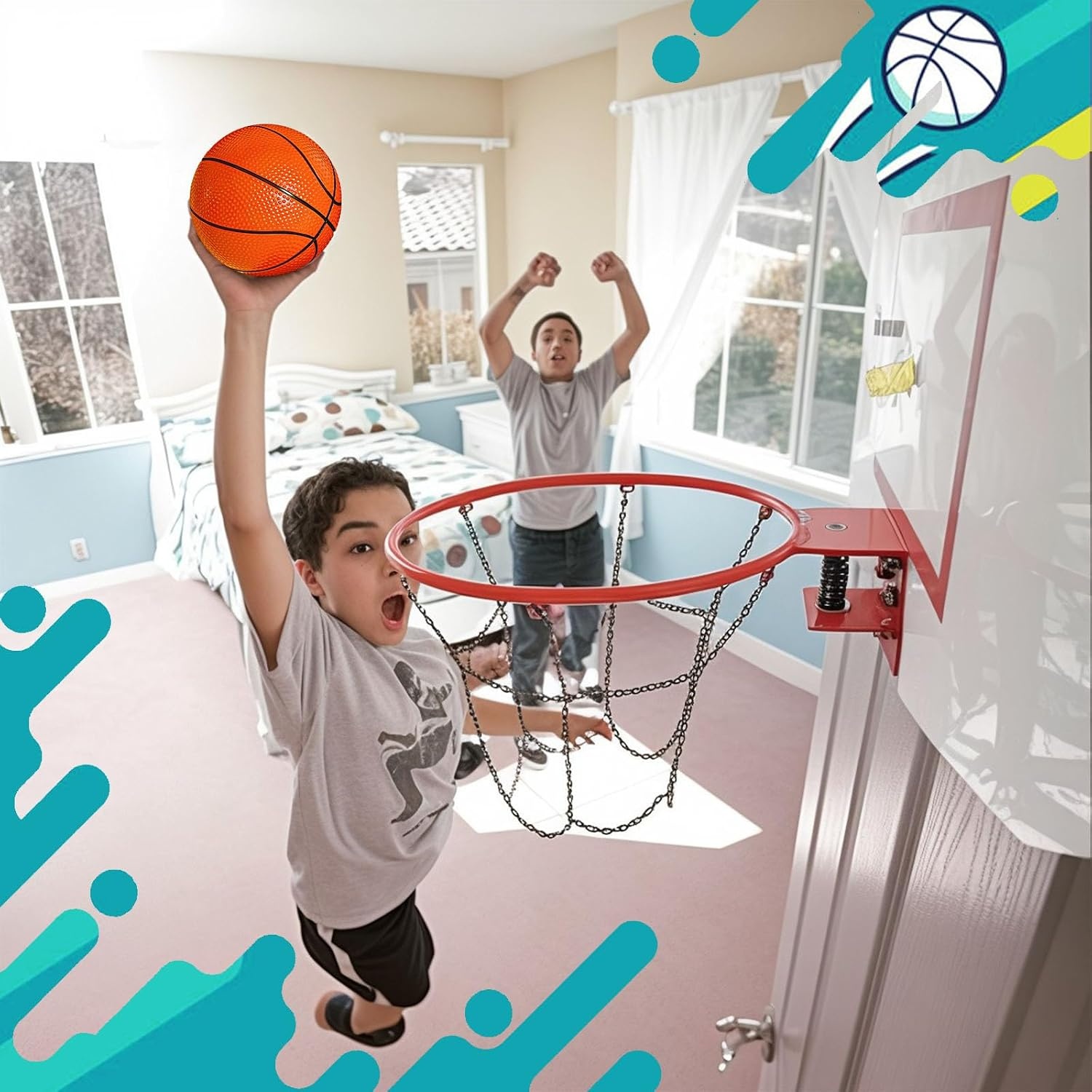 image:imageShindel Mini Basketball Set 12PCS 63 Inches Basketballs with Pump Perfect for Birthday Gifts Pool Indoor amp Outdoor Play