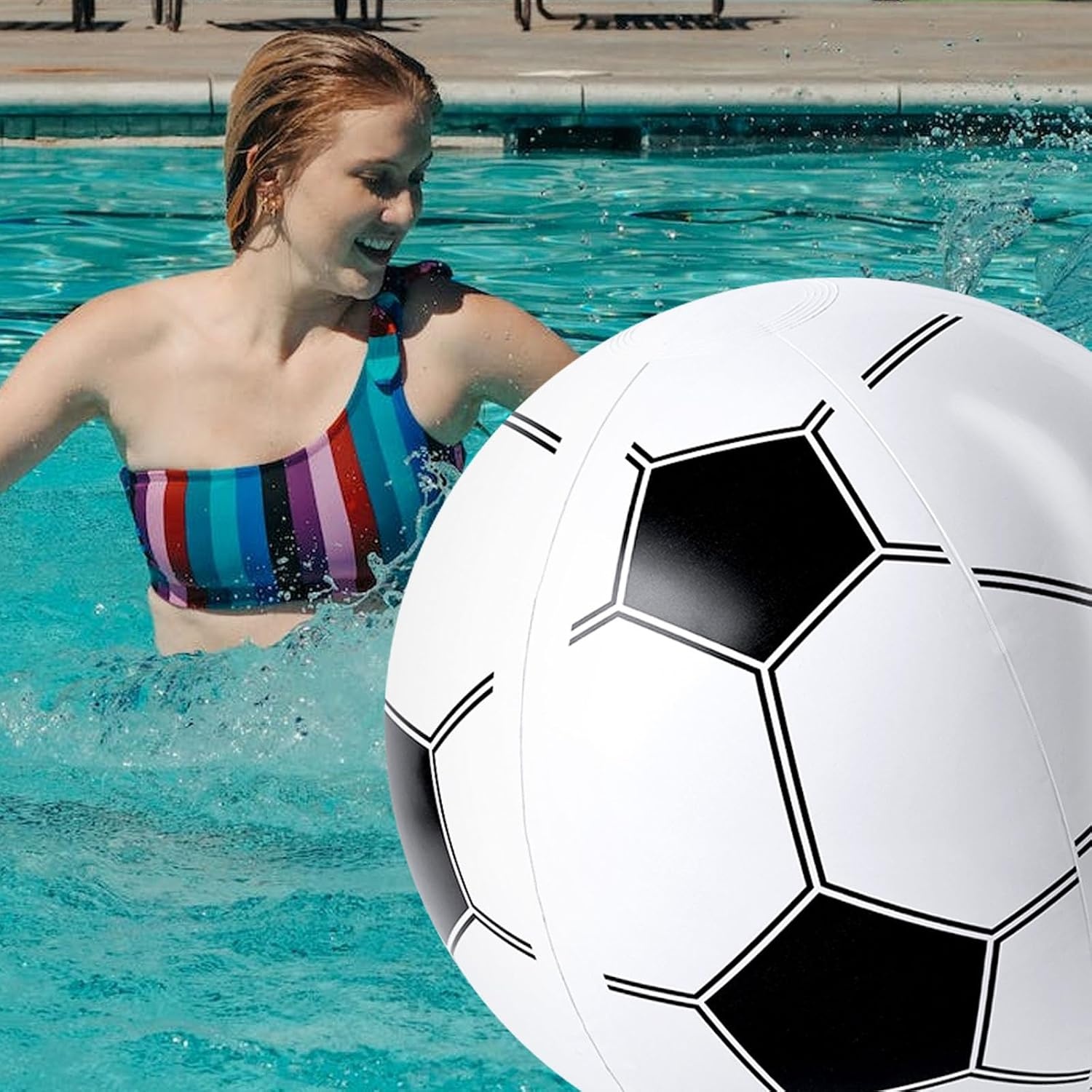 image:imageShindel Mini Basketball amp Giant Inflatable Soccer Ball Set 6PCS Mini Basketballs with Pump 27Inch Inflatable Soccer Ball Perfect for Pool Outdoor Sports and Birthday Parties
