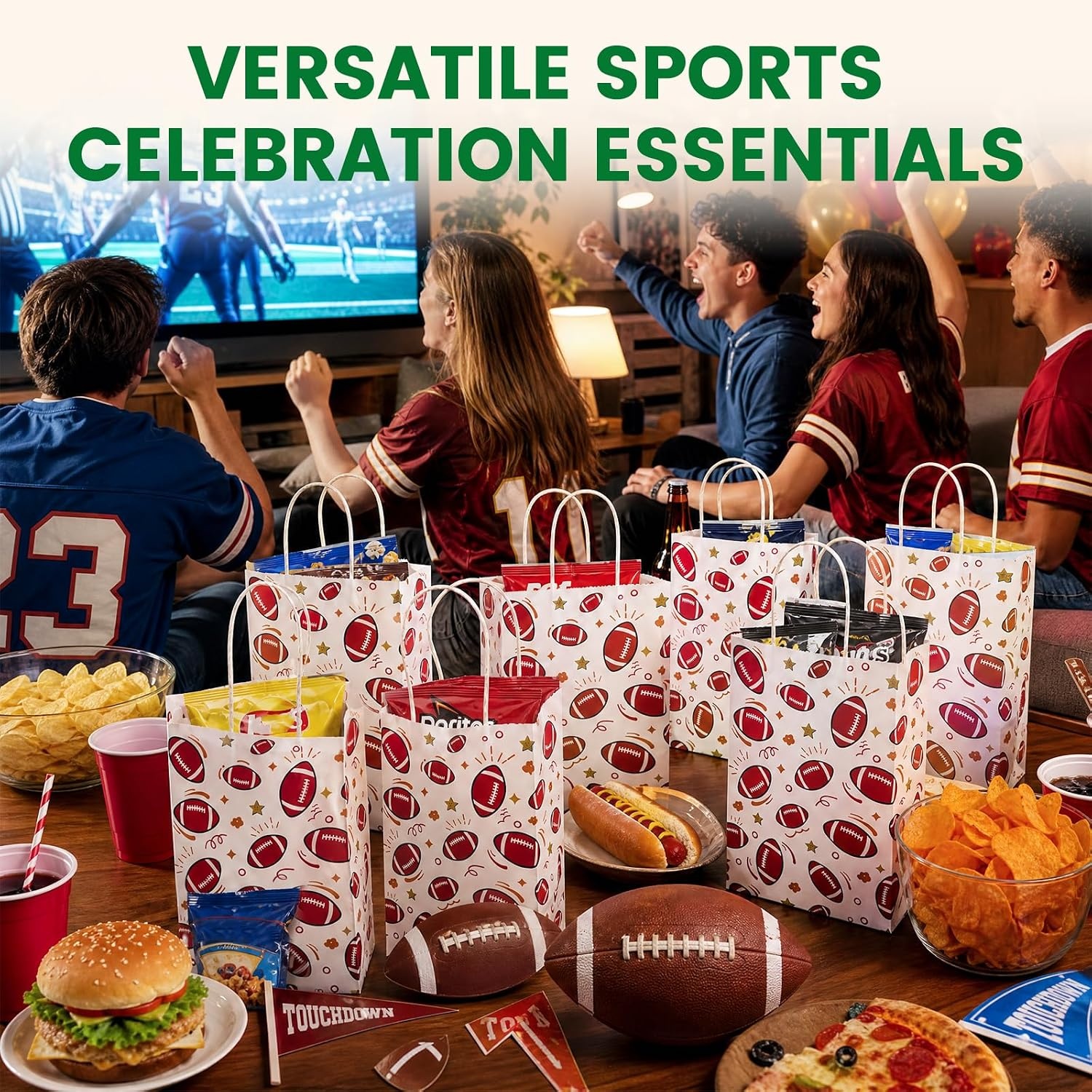 image:imageShindel Soccer Goodie Bags with Handles 16 Pack 55 X 28 X 8 inchBrownWhite