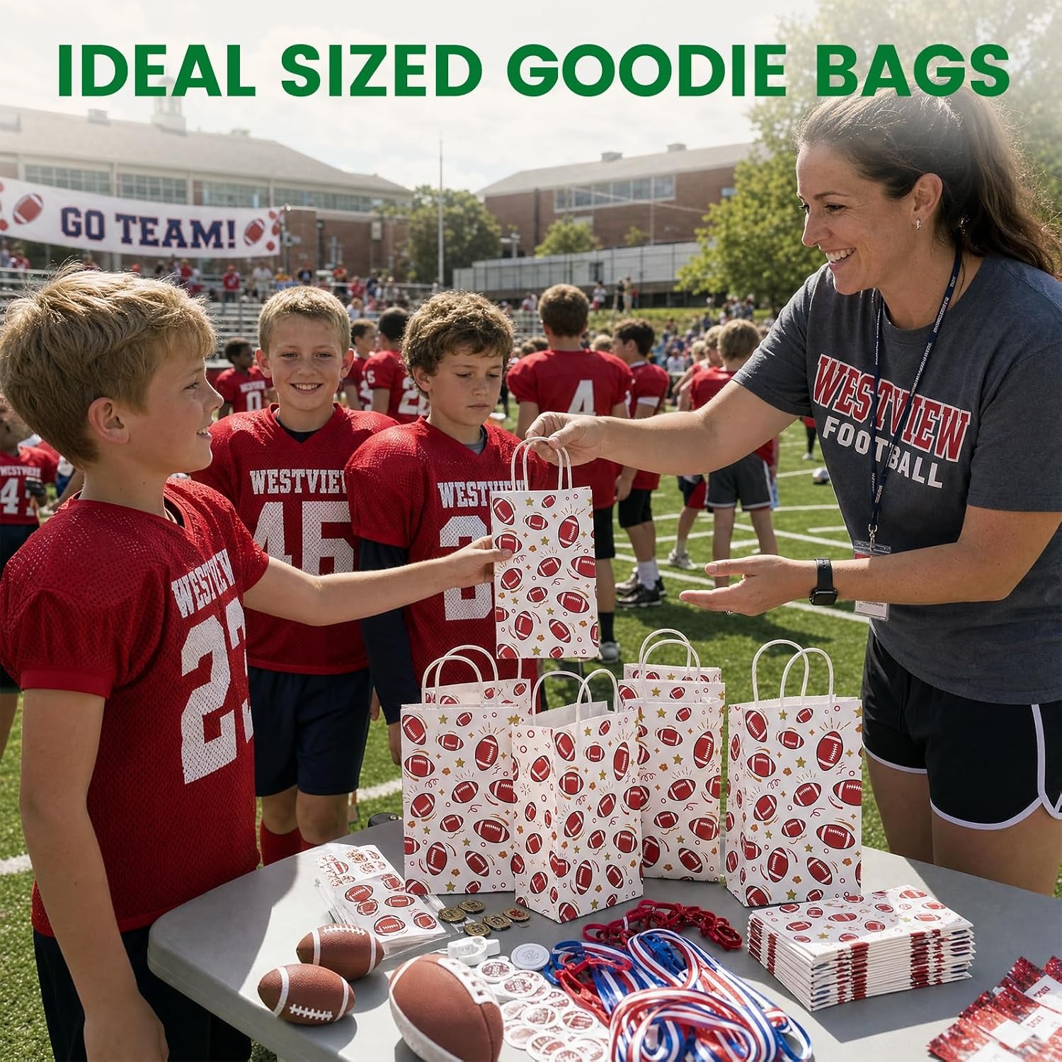 image:imageShindel Soccer Goodie Bags with Handles 16 Pack 55 X 28 X 8 inchBrownWhite