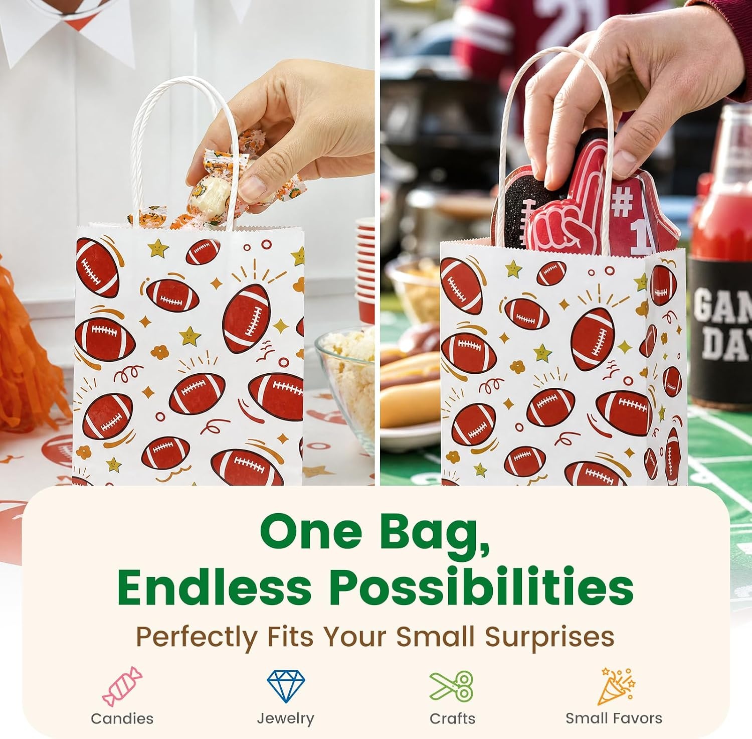 image:imageShindel Soccer Goodie Bags with Handles 16 Pack 55 X 28 X 8 inchBrownWhite