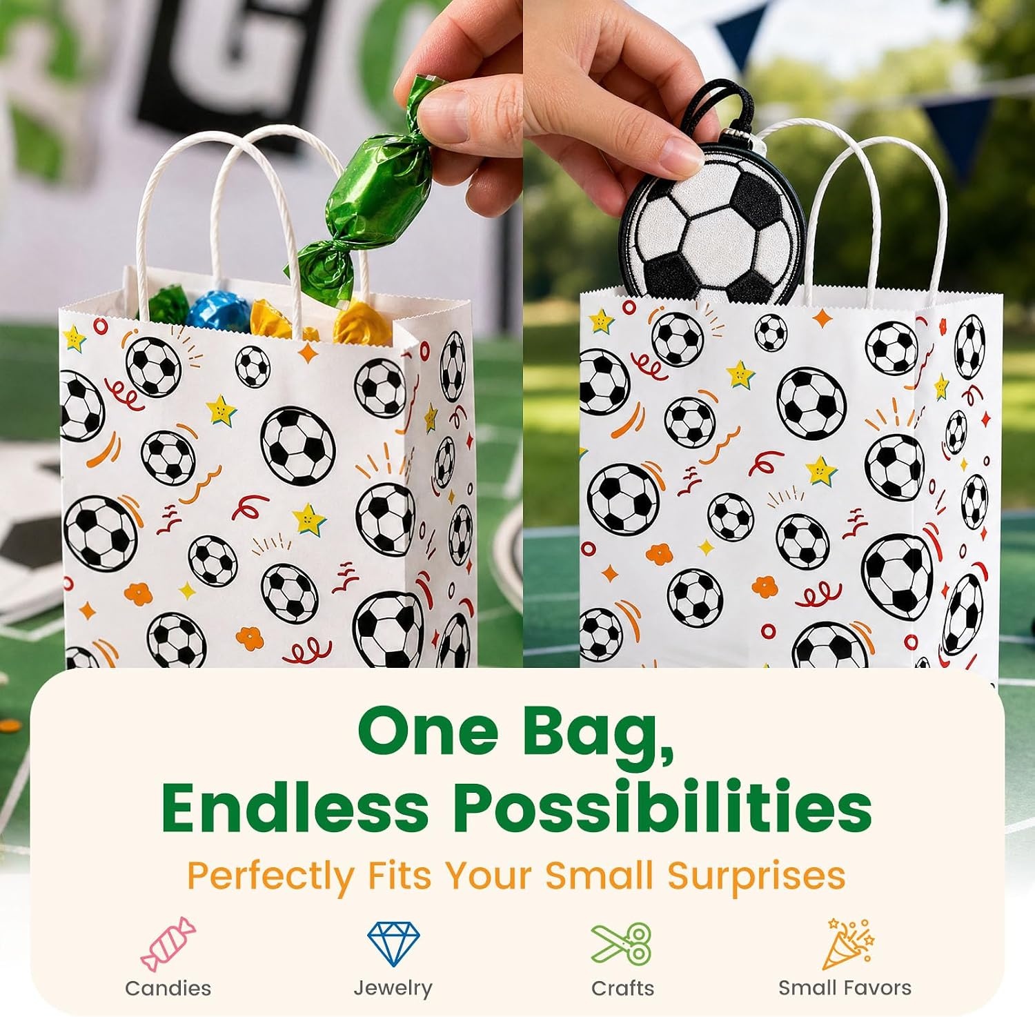 image:imageShindel Soccer Goodie Bags with Handles 16 Pack 55 X 28 X 8 inchWhiteBlack