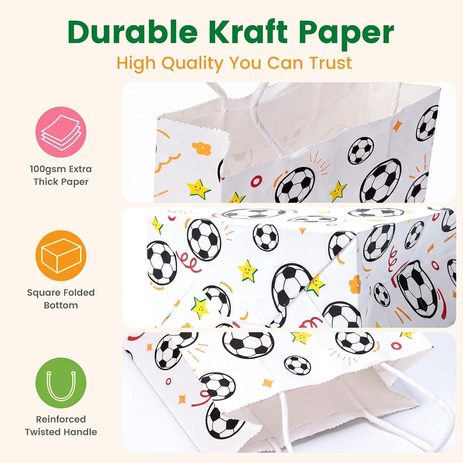 image:imageShindel Soccer Goodie Bags with Handles 16 Pack 55 X 28 X 8 inchWhiteBlack
