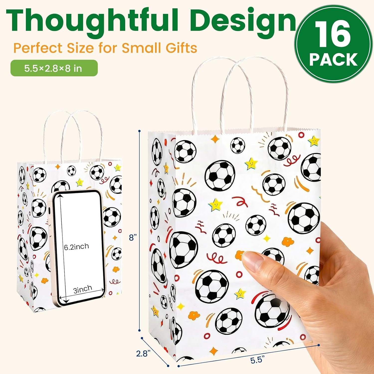 image:imageShindel Soccer Goodie Bags with Handles 16 Pack 55 X 28 X 8 inchWhiteBlack