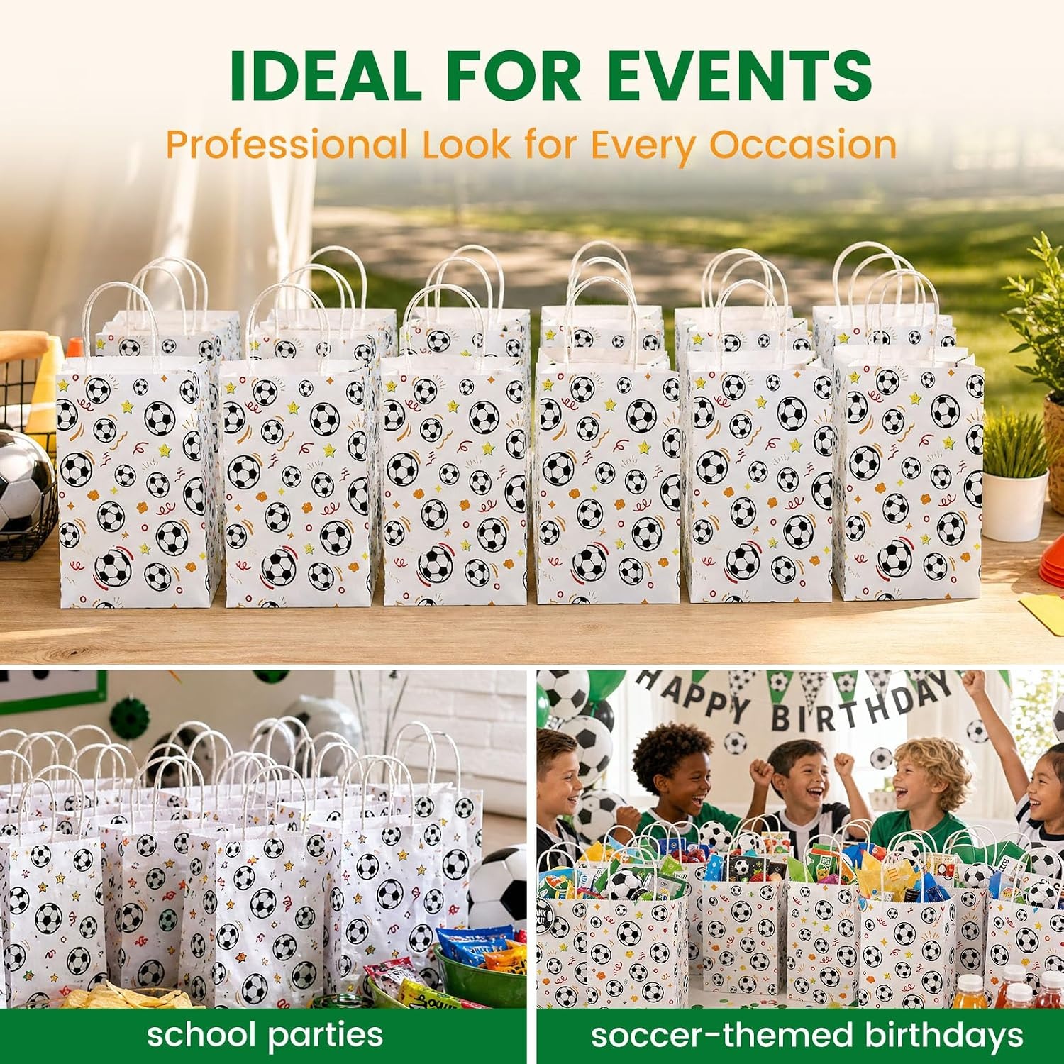 image:imageShindel Soccer Goodie Bags with Handles 16 Pack 55 X 28 X 8 inchWhiteBlack