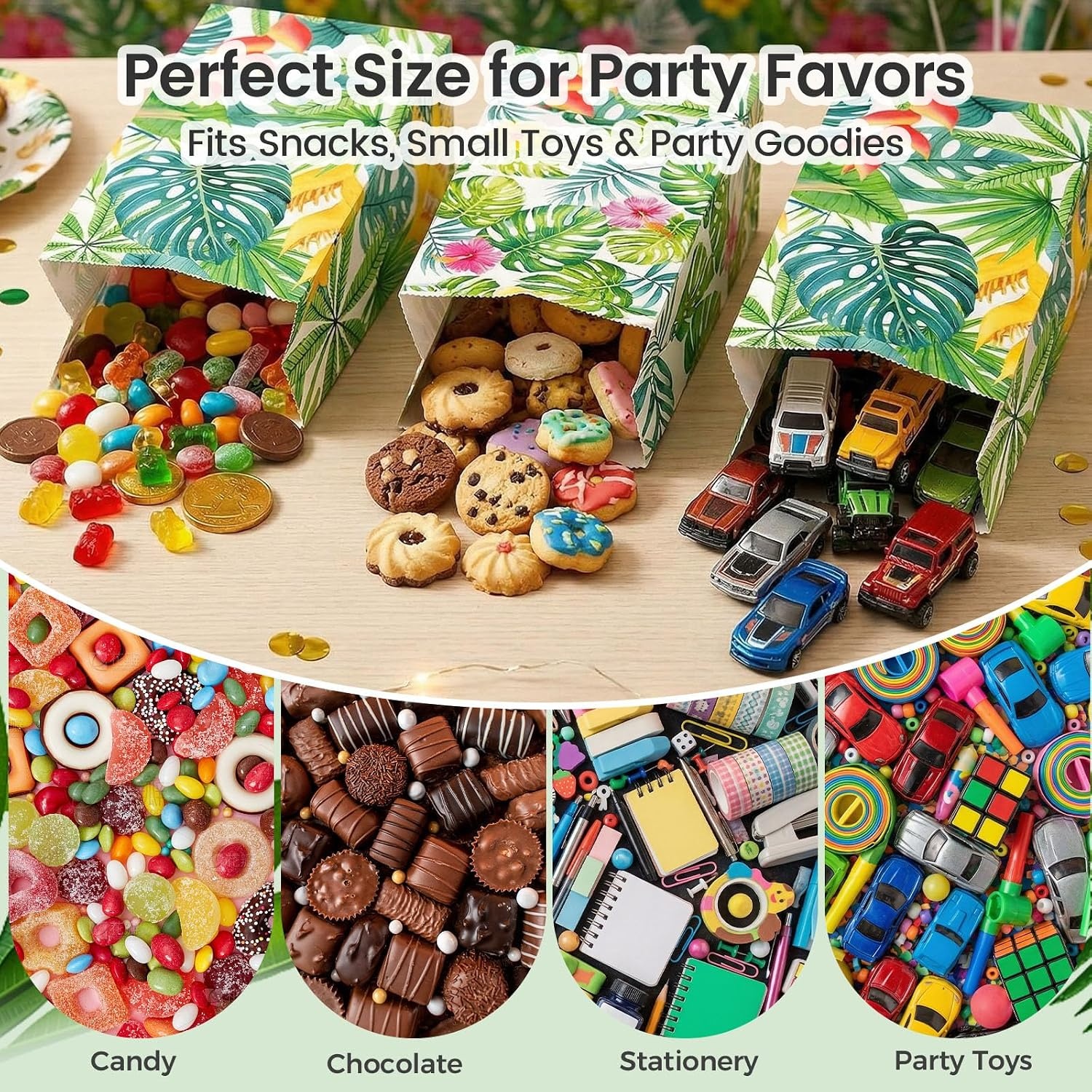 image:imageShindel Tropical Party Favor Bags with Stickers 24 Pack 3 Designs