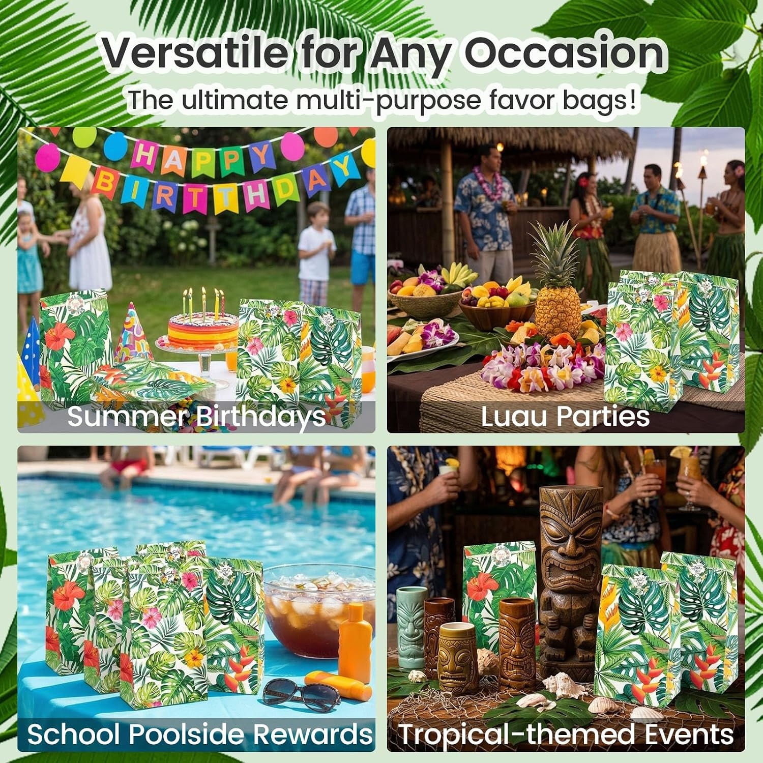 image:imageShindel Tropical Party Favor Bags with Stickers 24 Pack 3 Designs