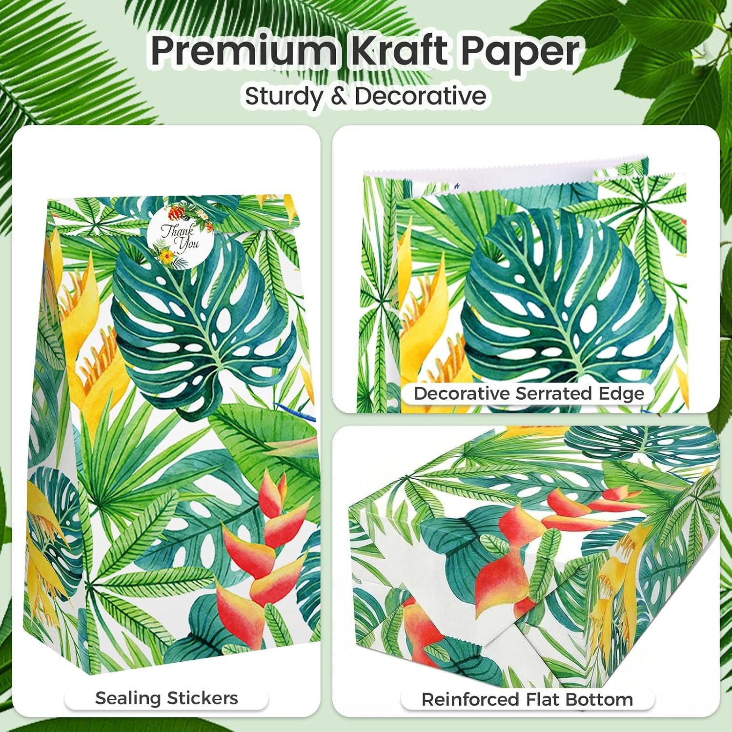 image:imageShindel Tropical Party Favor Bags with Stickers 24 Pack 3 Designs