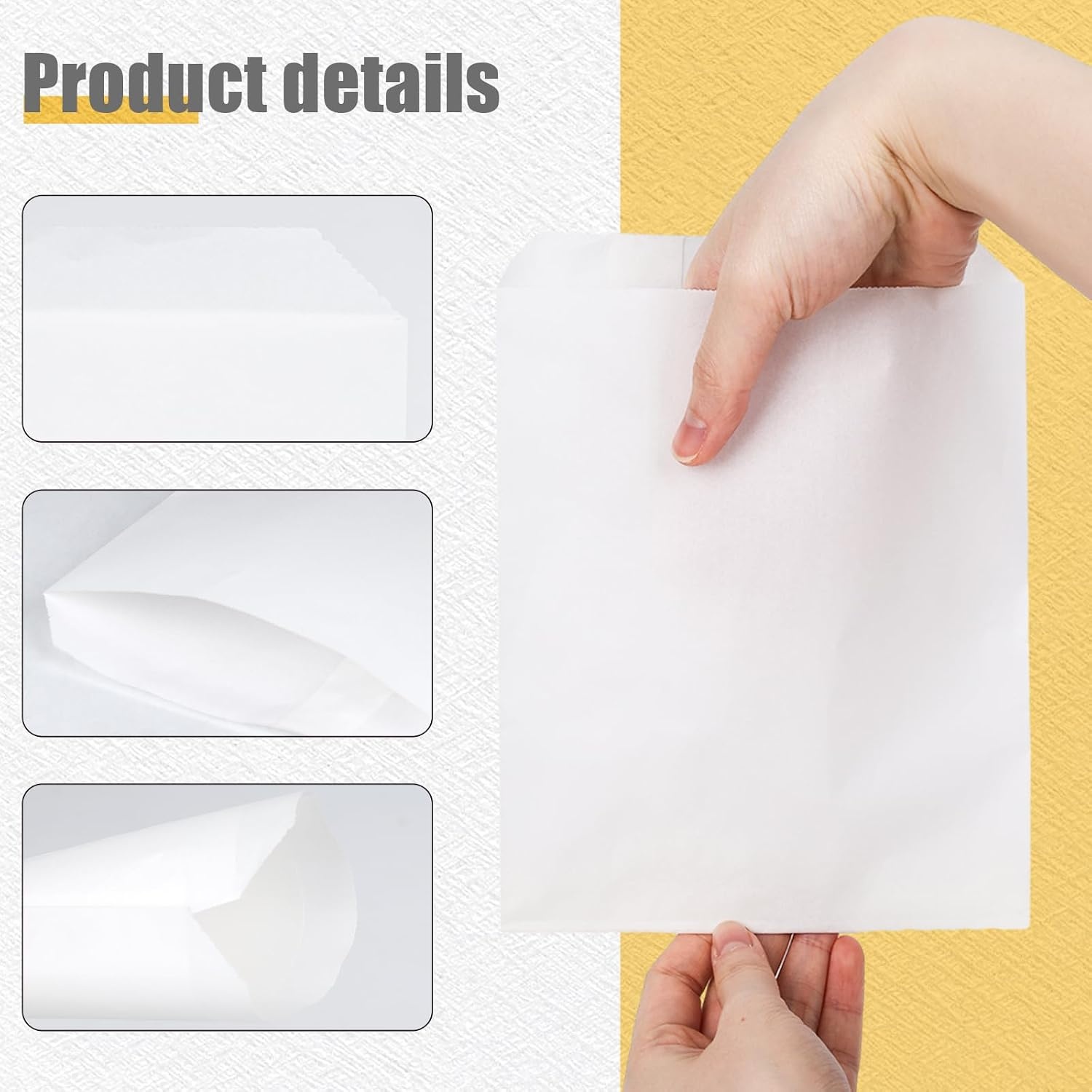 image:imageShindel White Paper Sandwich Bags Greaseproof Snack Bags 100PCSWhite