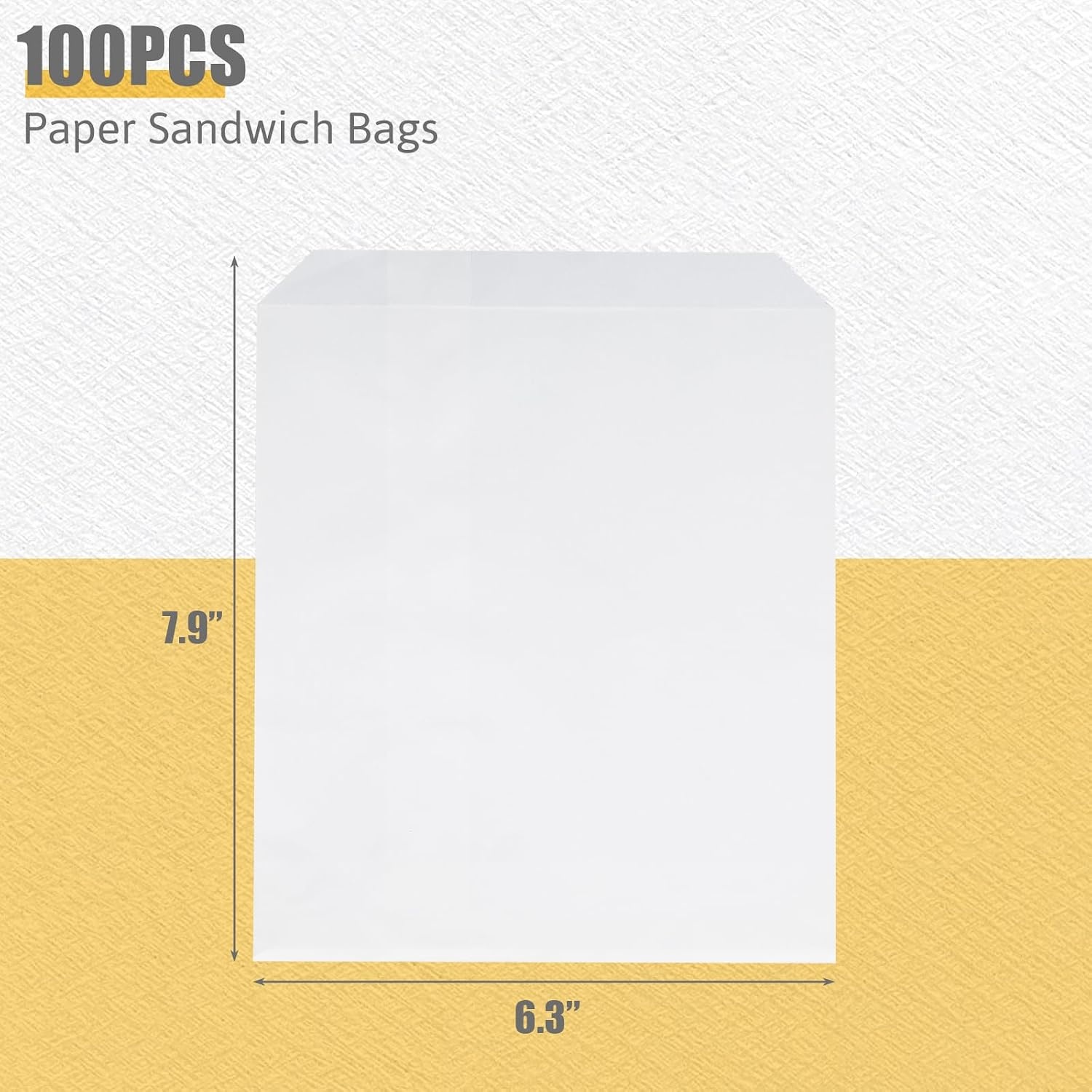 image:imageShindel White Paper Sandwich Bags Greaseproof Snack Bags 100PCSWhite