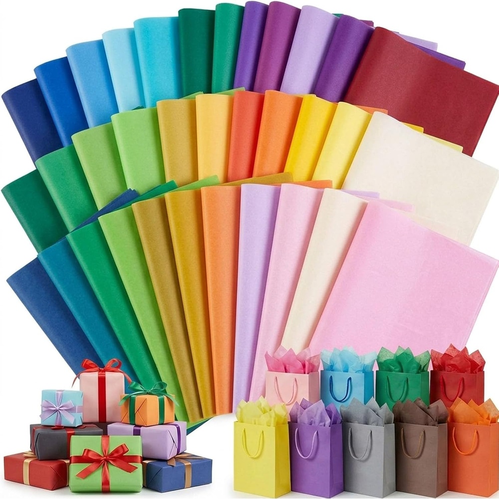 image:image450 Sheets Tissue Paper Bulk Multicolor Gift Wrapping Set for DIY Crafts and Bags Assorted Rainbow Colors for Birthday Wedding Holidays or Party Favor Decoration