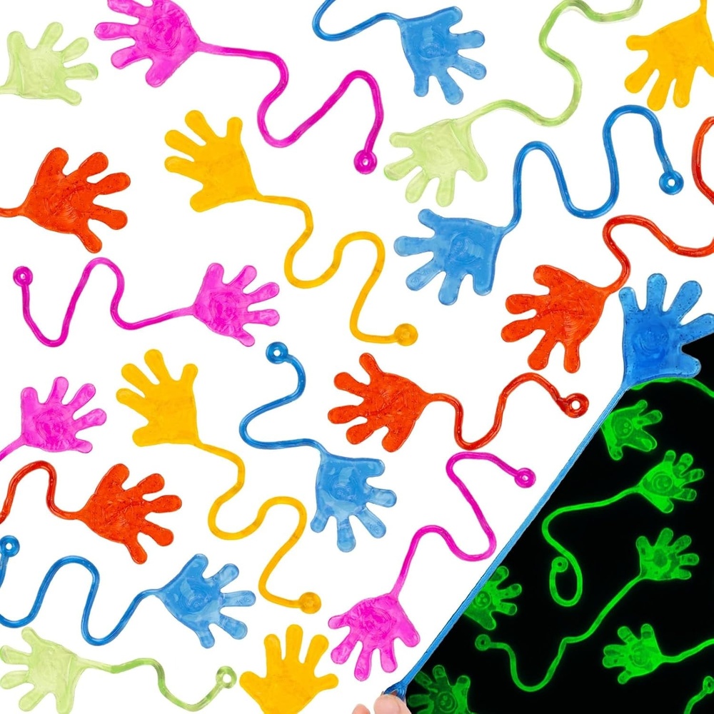 image:imageSHINDEL 115 PCS Glitter Sticky Hands Bulk for Glow in the Dark Party Favors