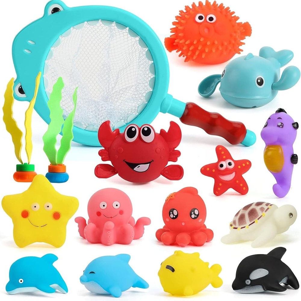 image:imageSHINDEL 16 PCS Bath Toys Ocean Animal Theme