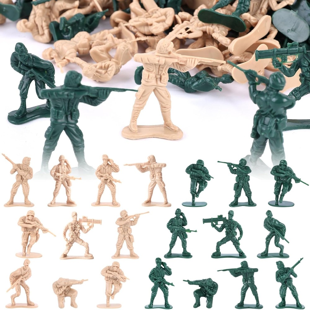 image:imageShindel 100PCS Plastic Toy Soldiers Green Yellow Army Men Action Figures