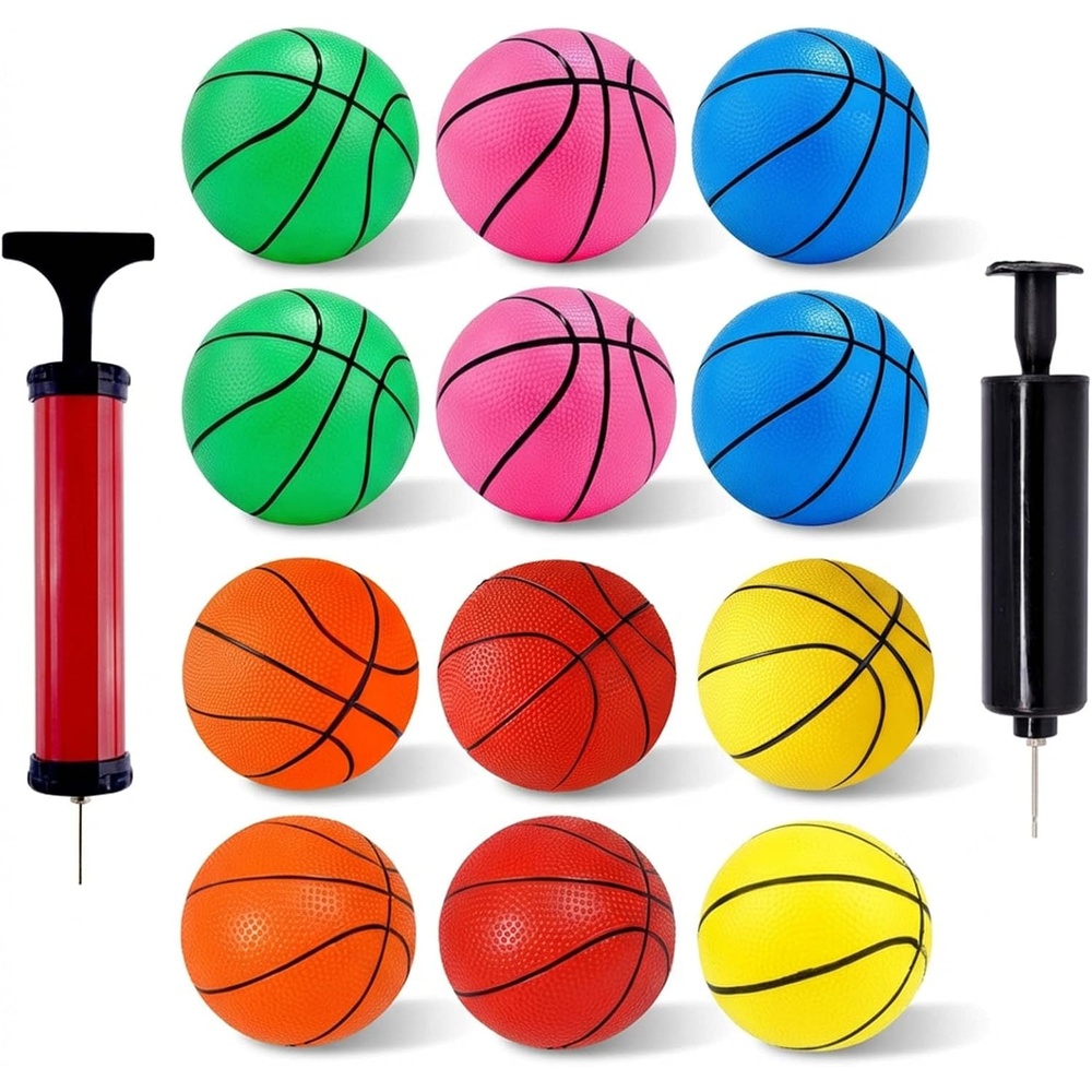 image:imageShindel 12PCS Mini Basketball Set 47 inches and 63 inches Small Basketball with Pump for Kids and Adults Party Favors