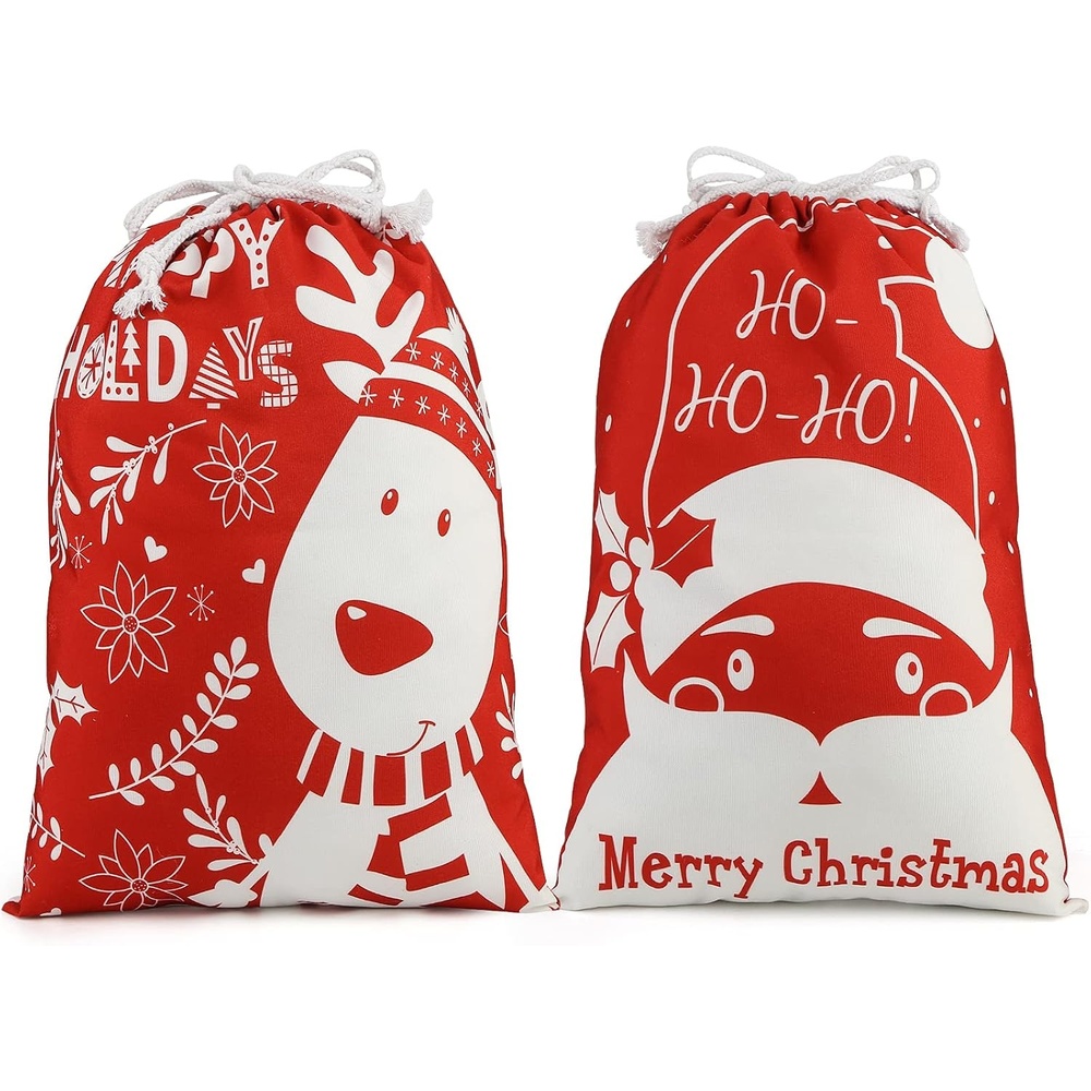 image:imageShindel 2PCS Christmas Santa Sack Christmas Canvas Gift Bag with Drawstring Santa Sack Canvas Bag 20x159 inches