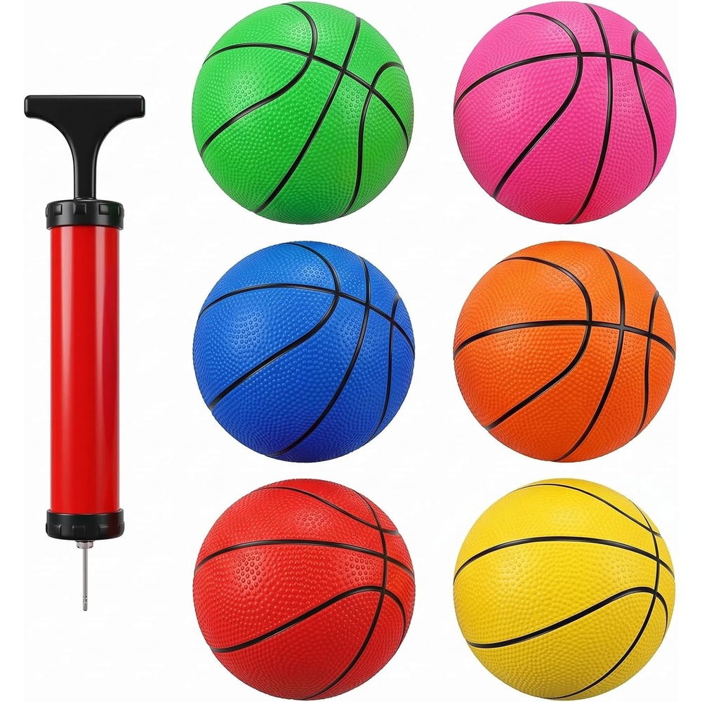 image:imageShindel 6 PCS Mini Basketballs with Pump 47 Inch Multicolor